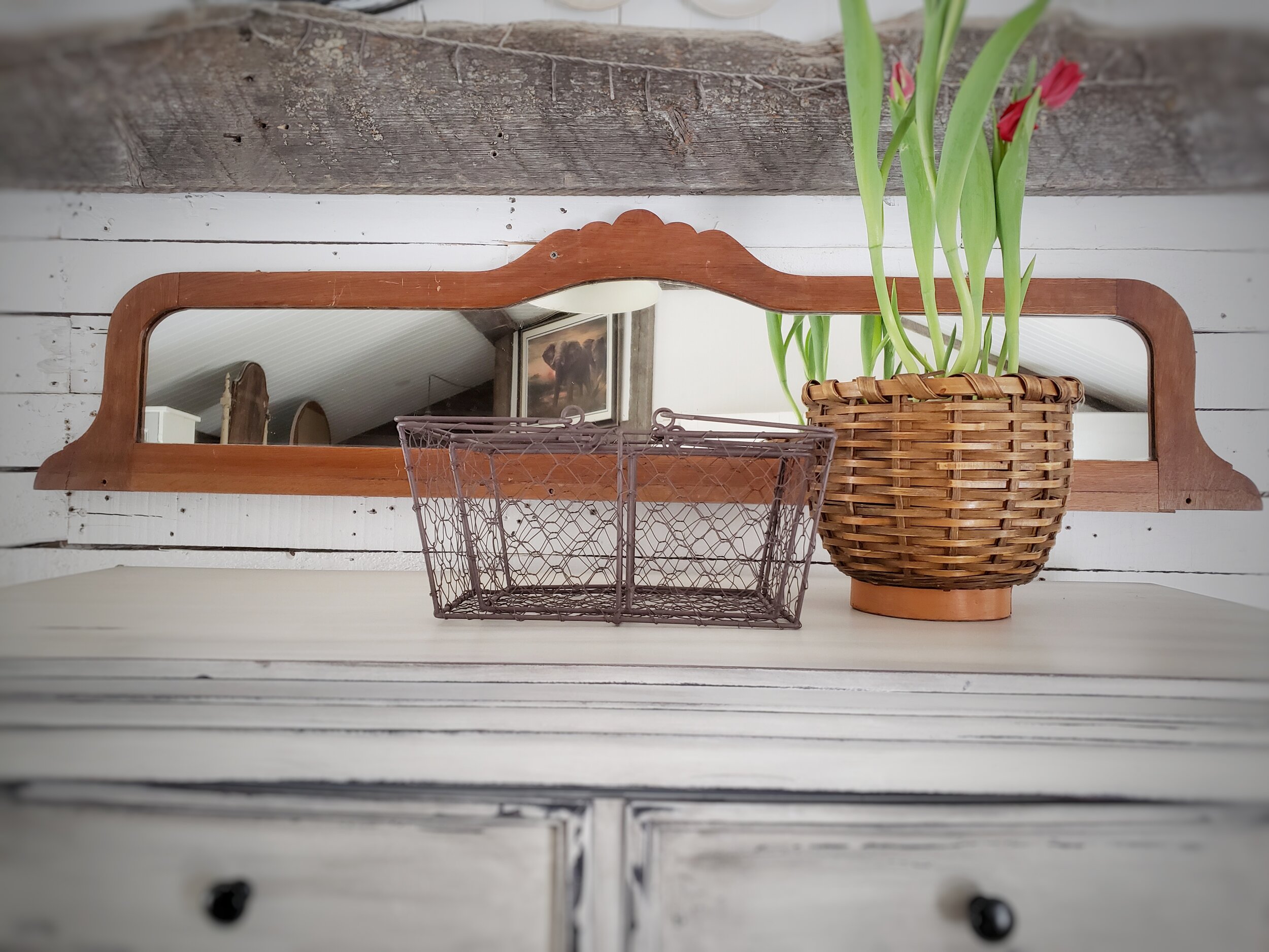 Antique Wooden Buffet Mirror