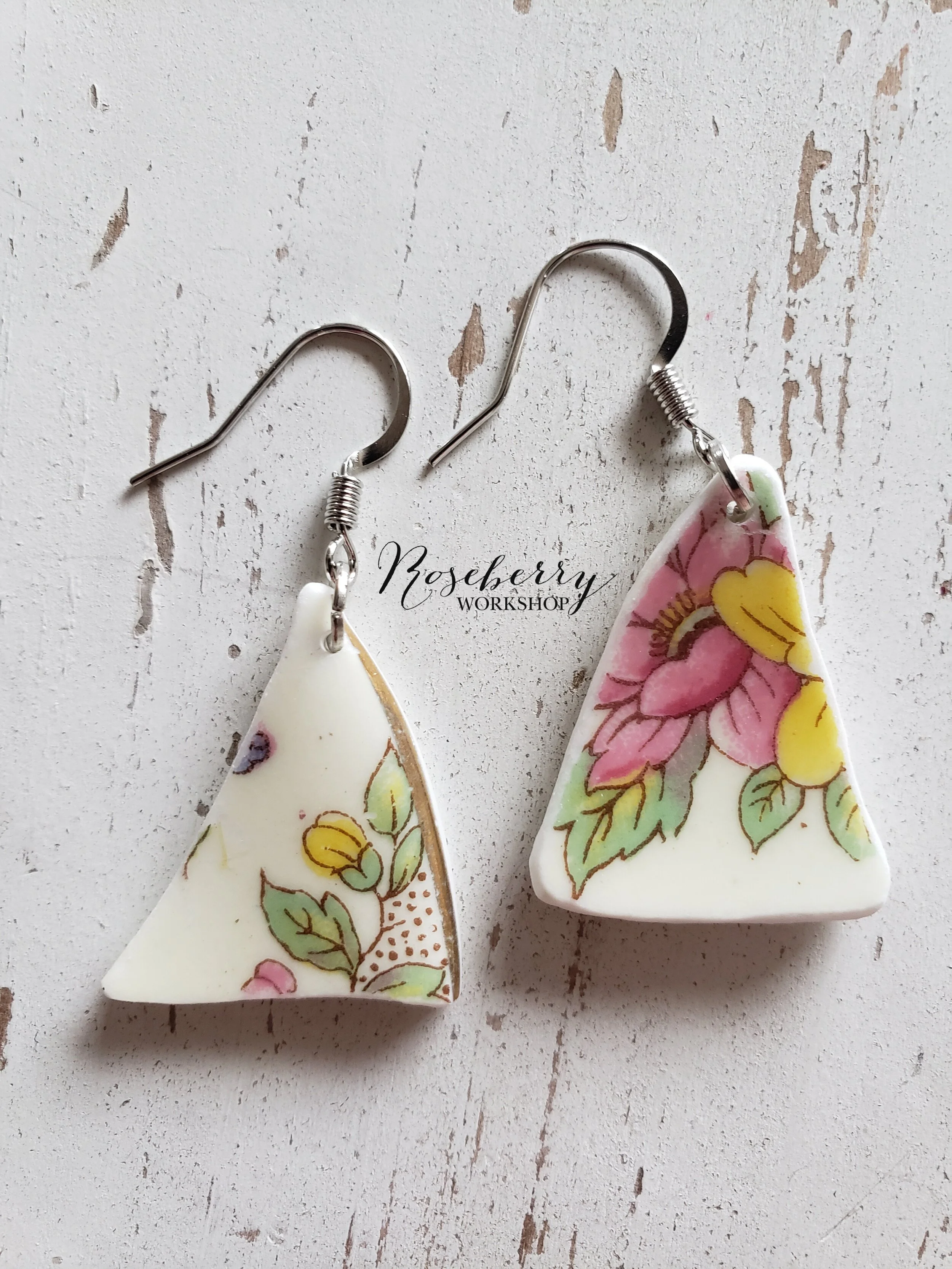 Vintage Floral + Polka Dot Earrings No.6