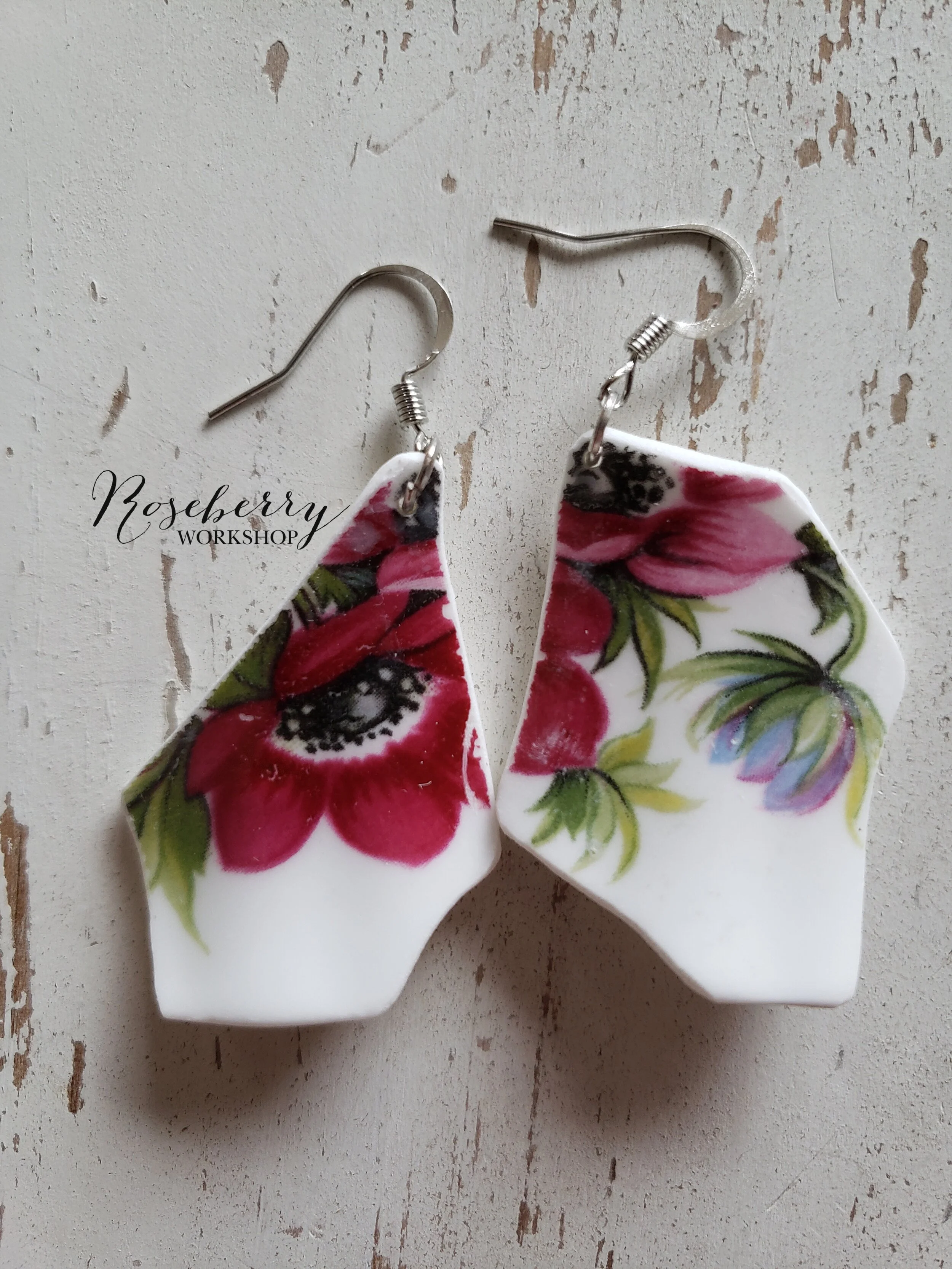 Burgundy Anemone Earrings