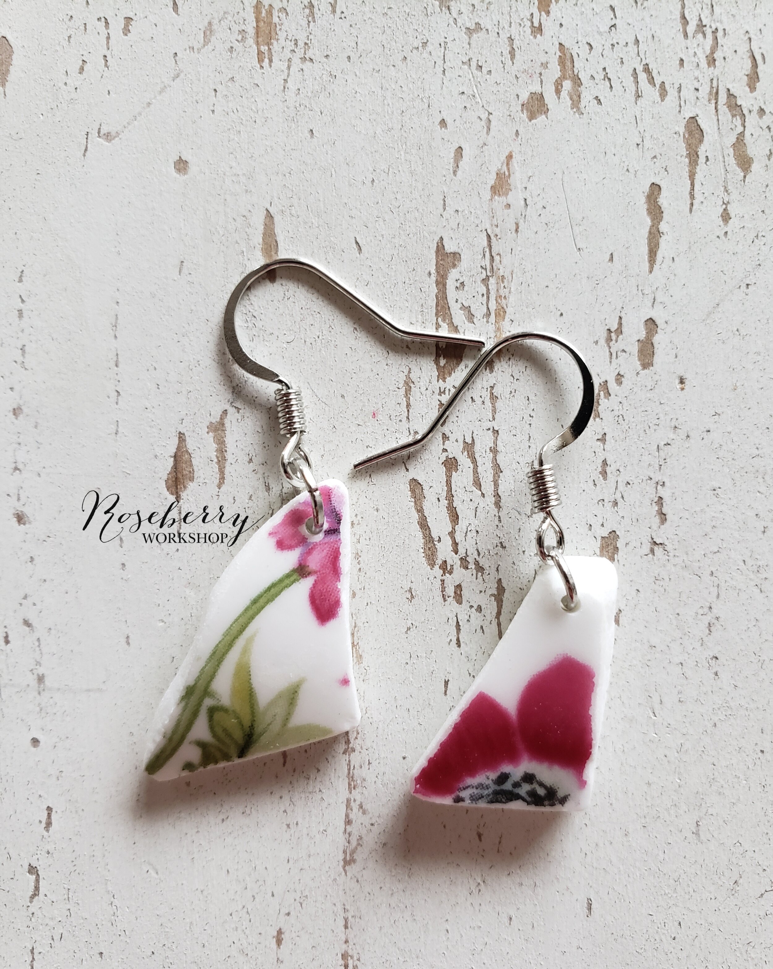 Mini Burgundy Floral Earrings