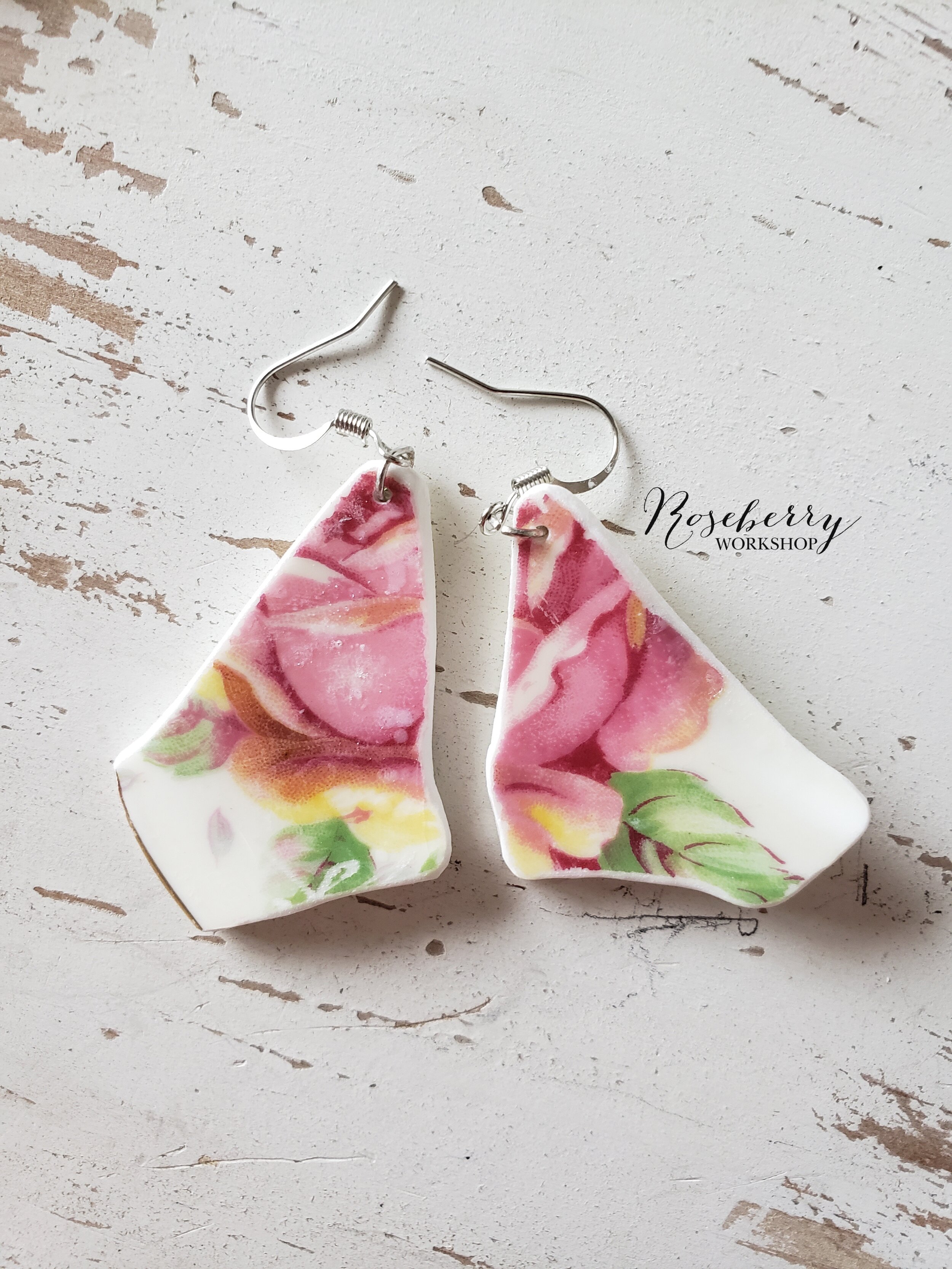 Vintage Blush Rose Earrings