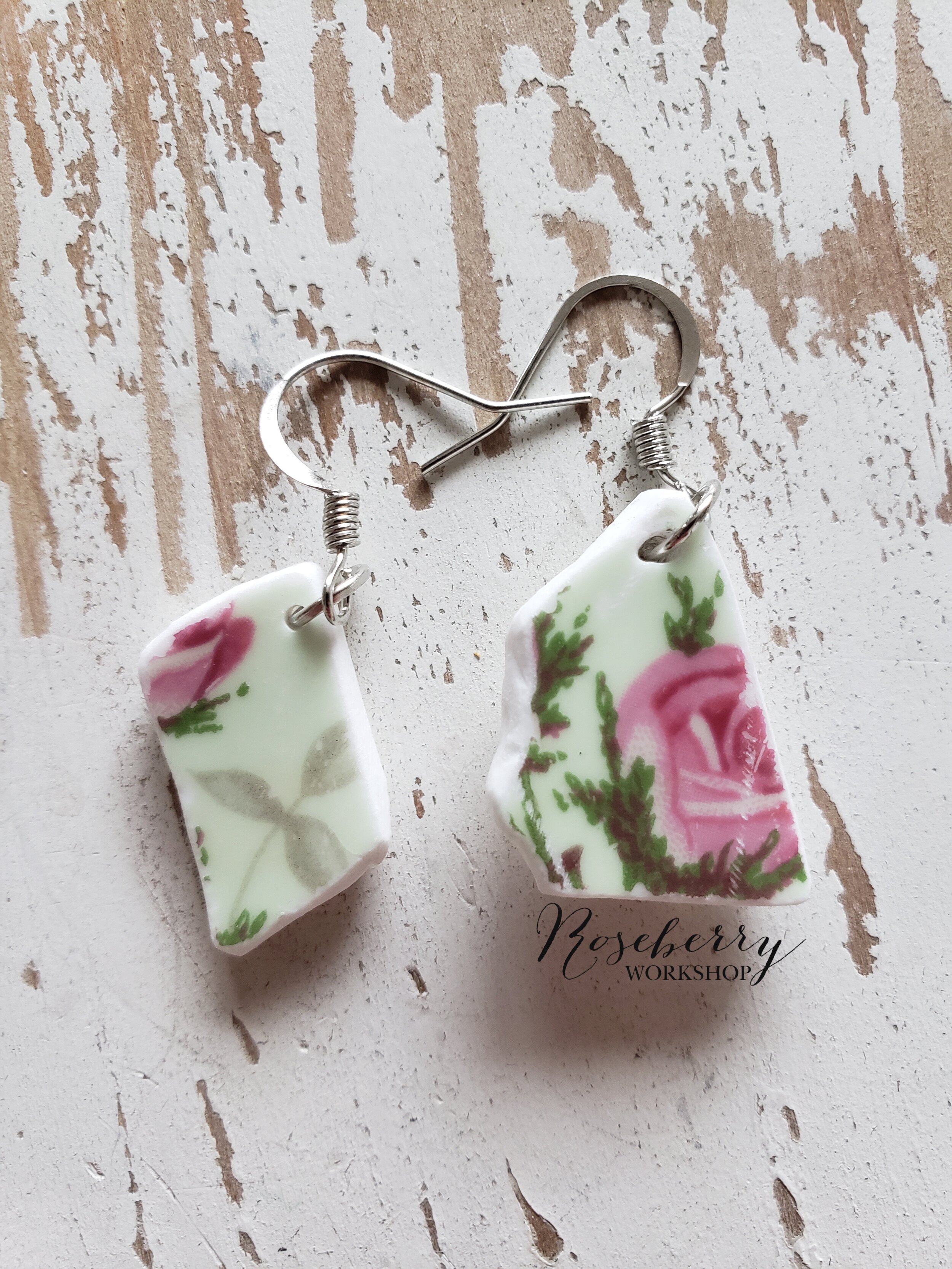 Mint and Rose Earrings No.2