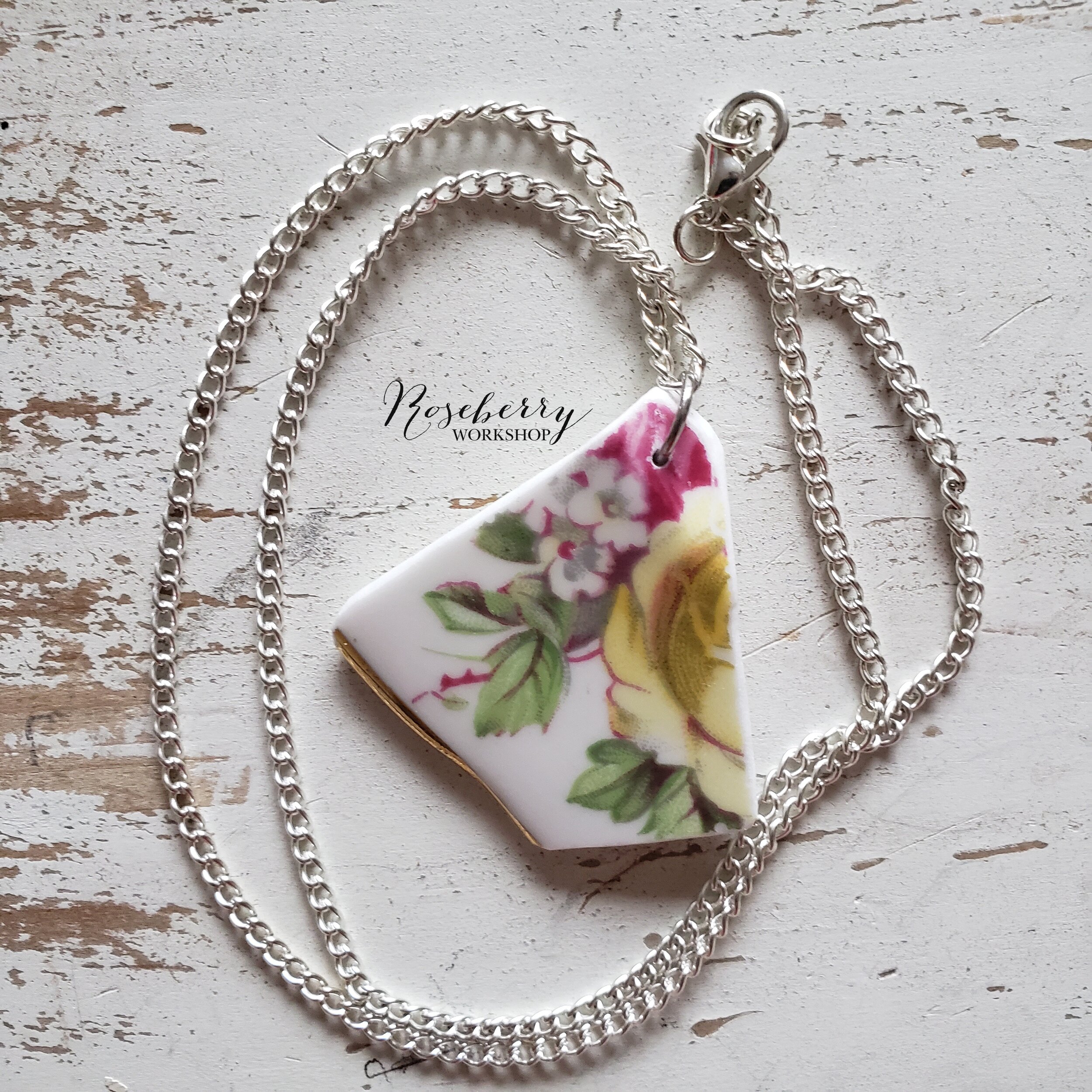 Pink &amp; Yellow Rose Necklace No. 2