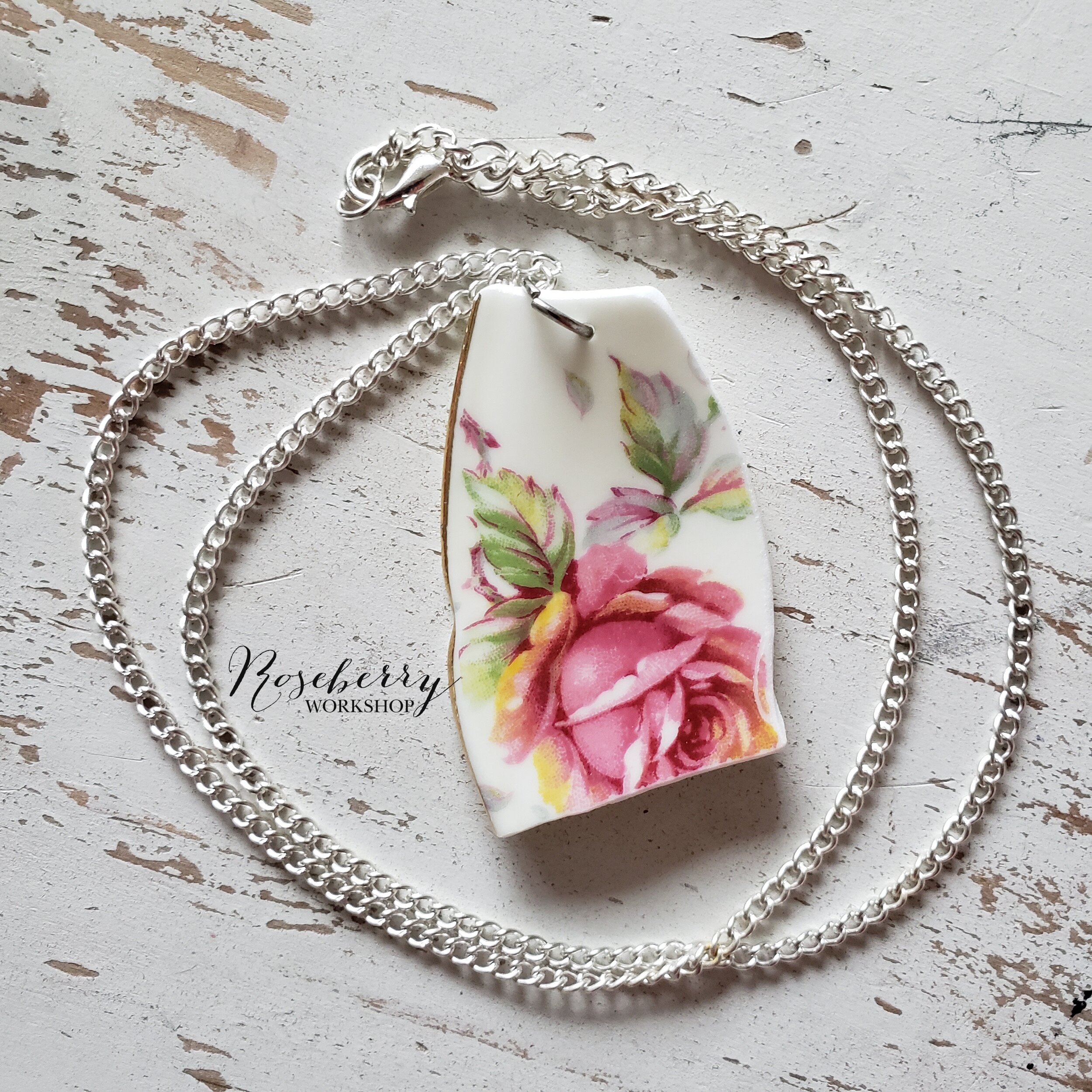 Vintage Blush Rose Necklace