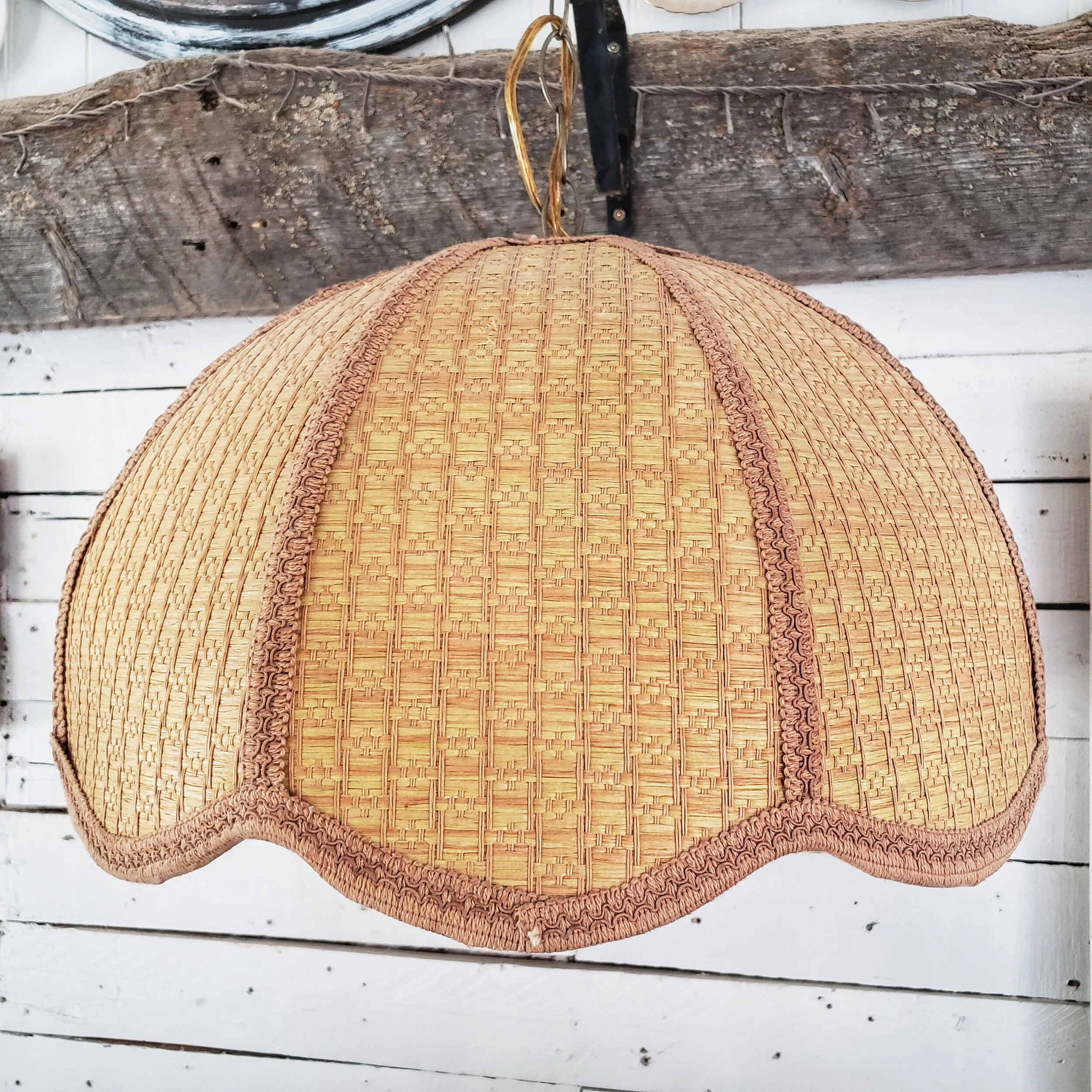 Scalloped Edge Wicker Pendant Light