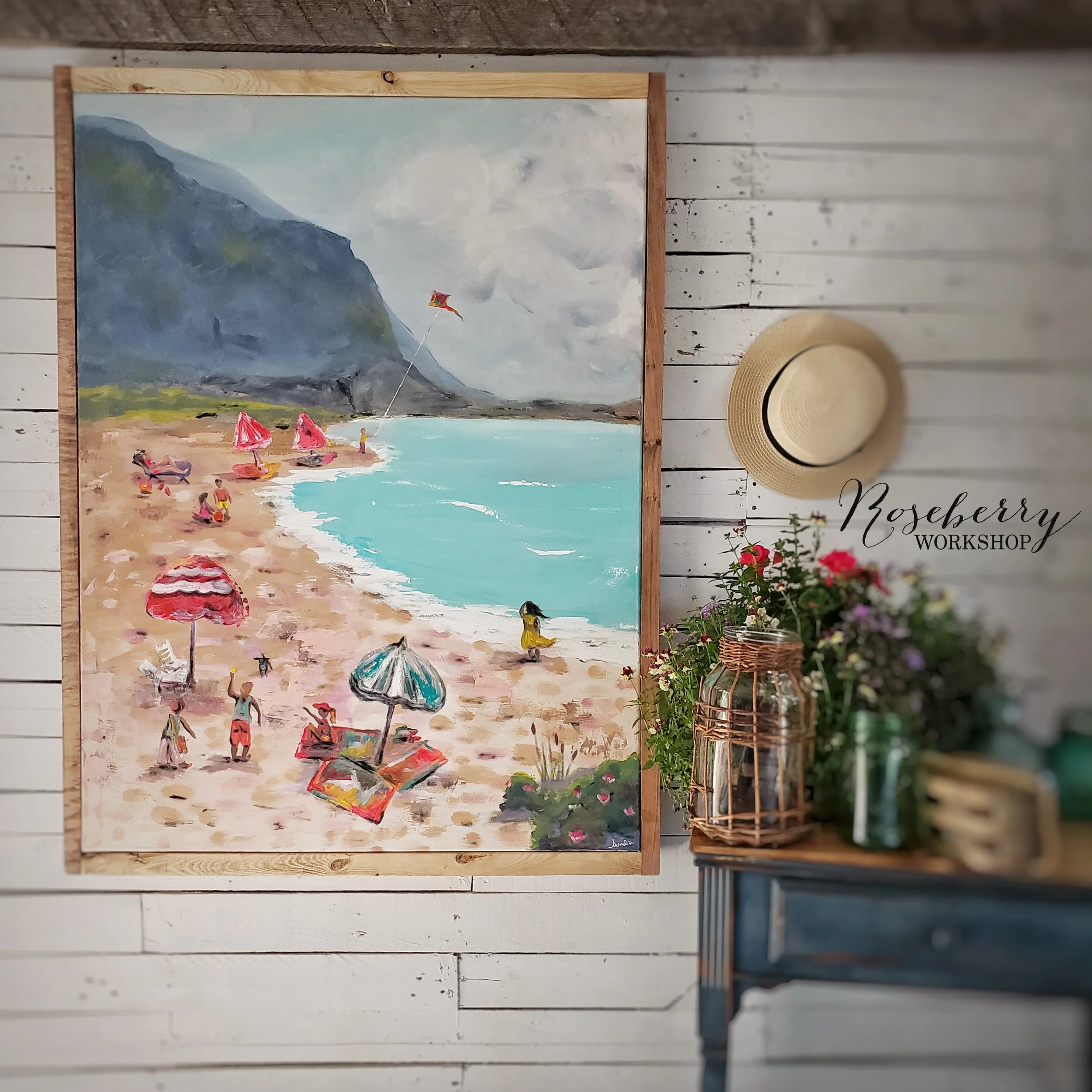 "A Day by the Seaside" Painting 