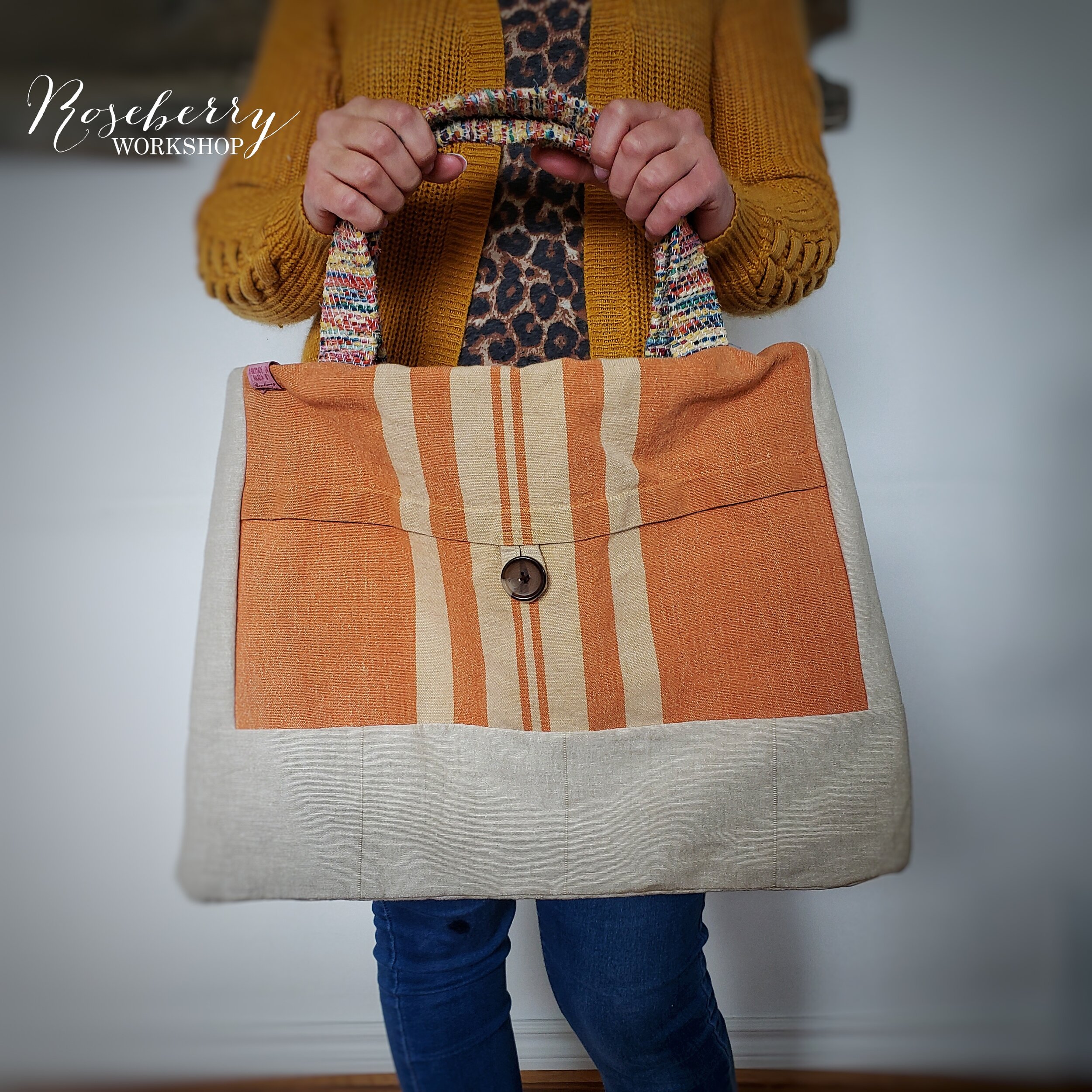 Orange Grainsack Stripe Tote