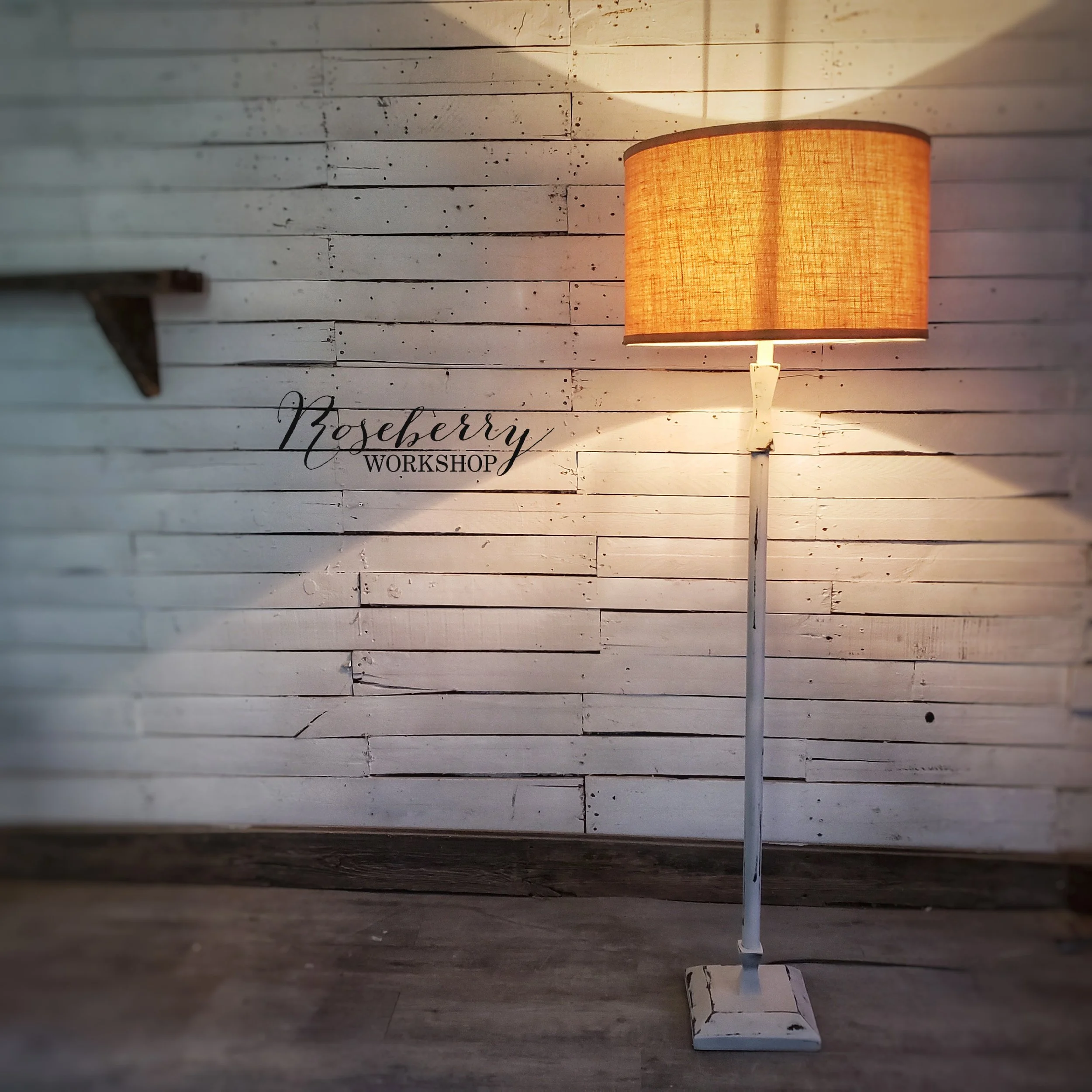 Tall Shabby White Floor Lamp