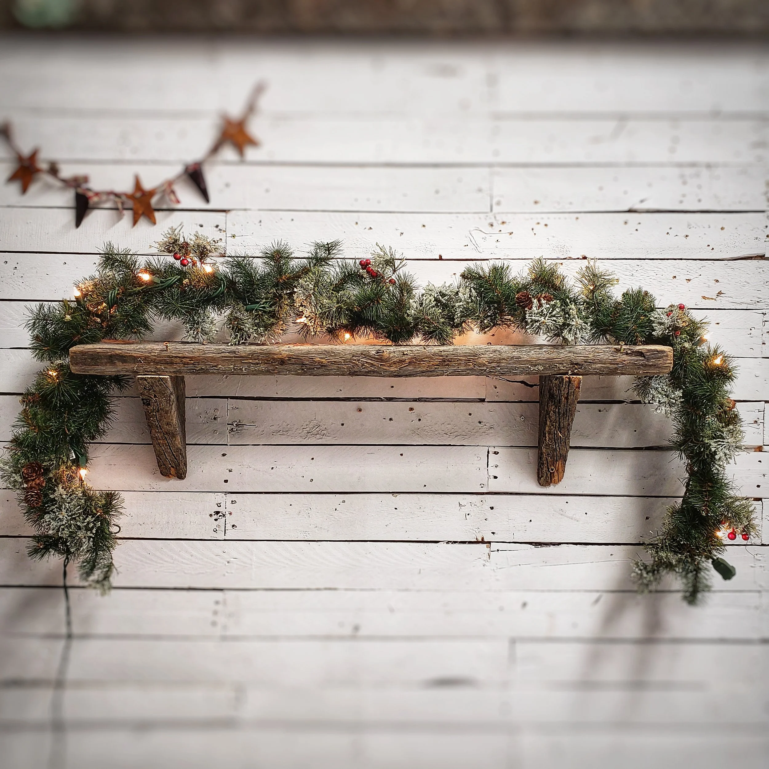 6ft Frosty Garland with White Lights
