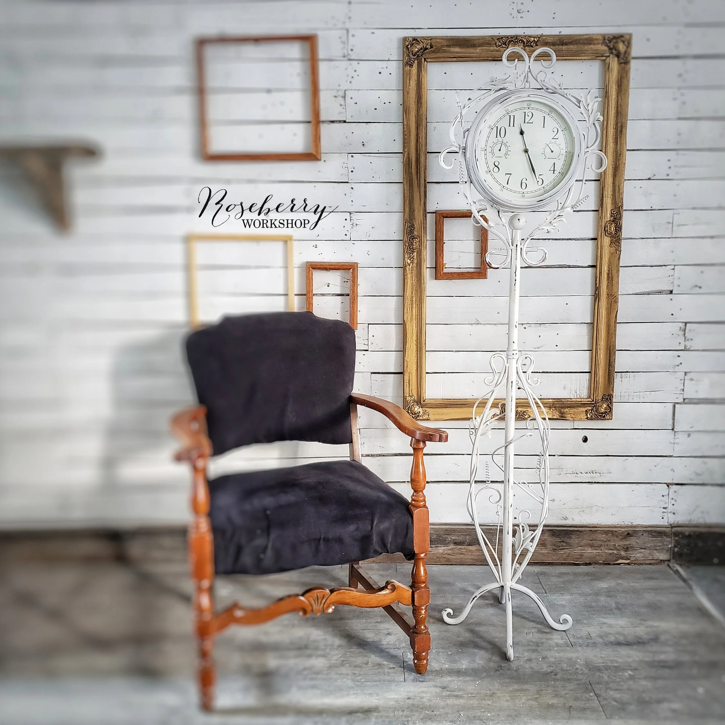 Tall White Shabby Metal Clock