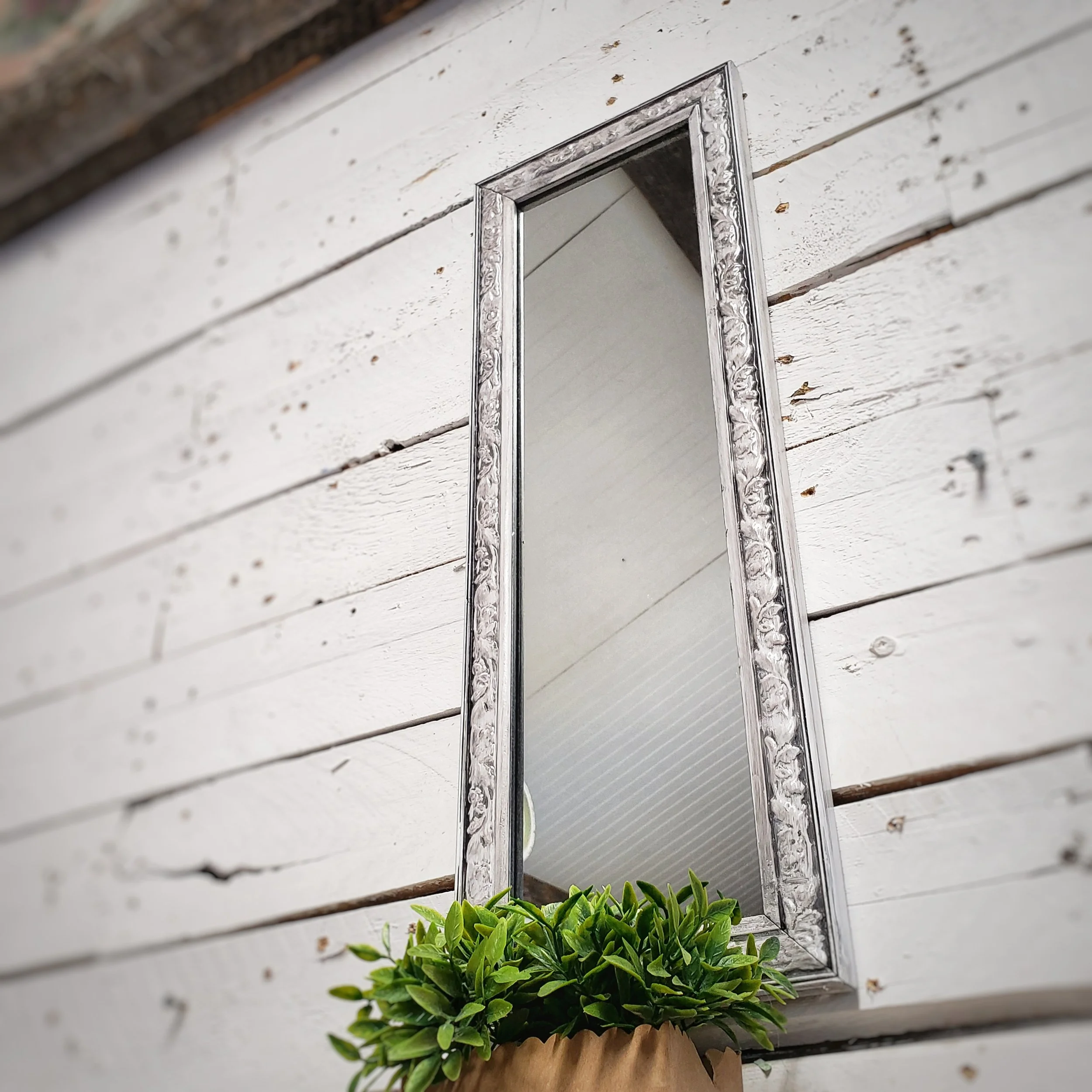 Small Shabby White Rectangular Mirror