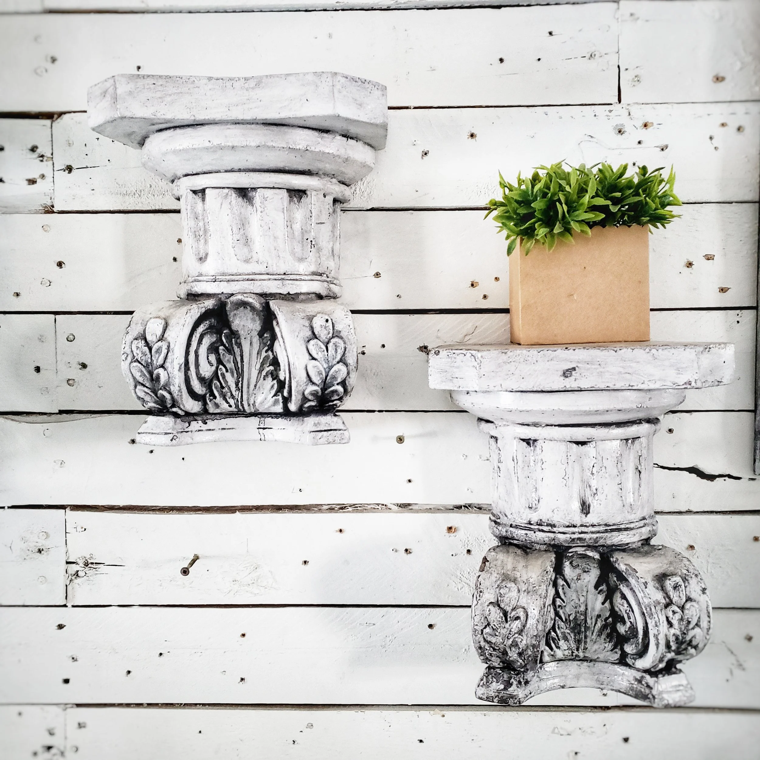Shabby White Wall Sconces or Book Ends