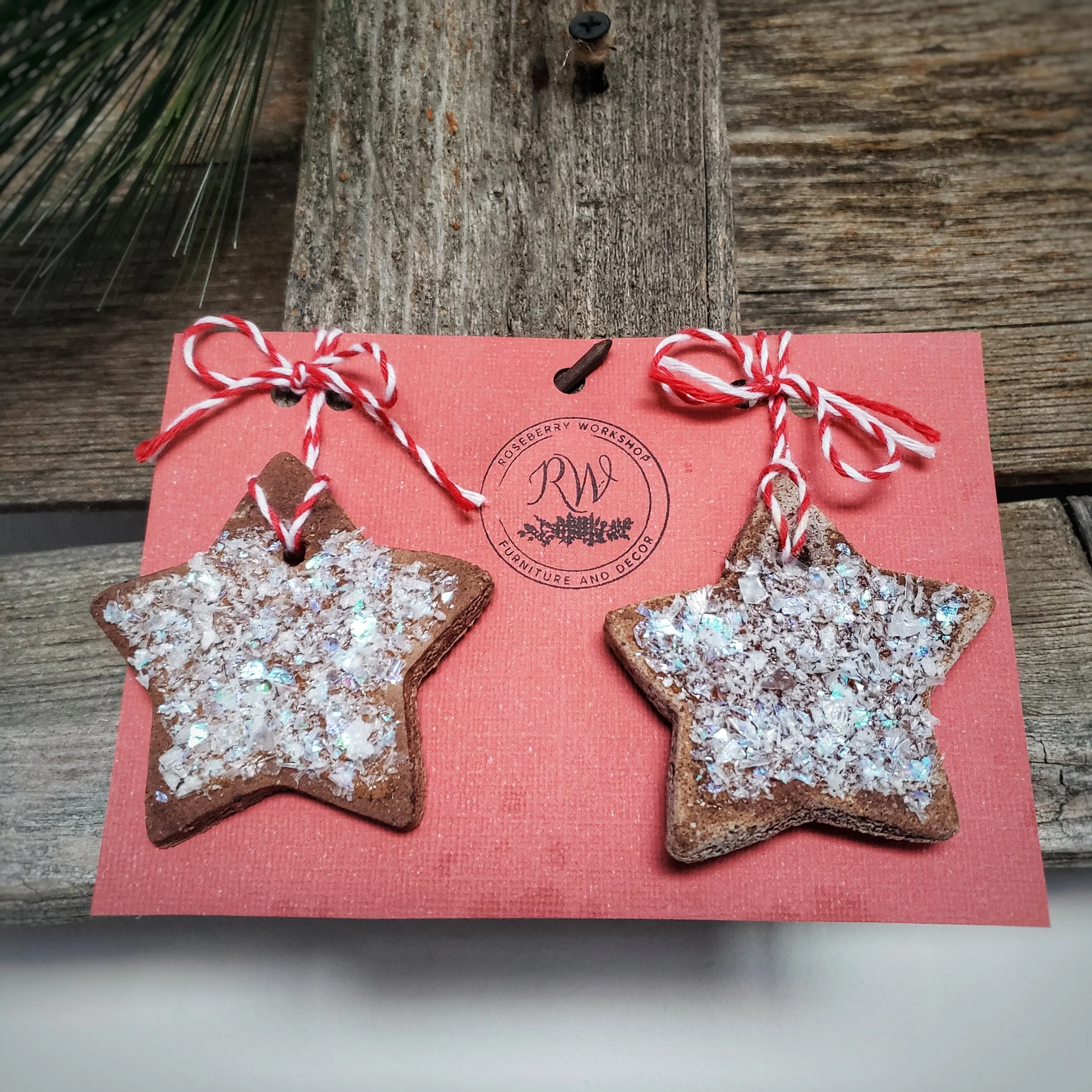 Snowy Star Gingerbread Ornaments Set of 2