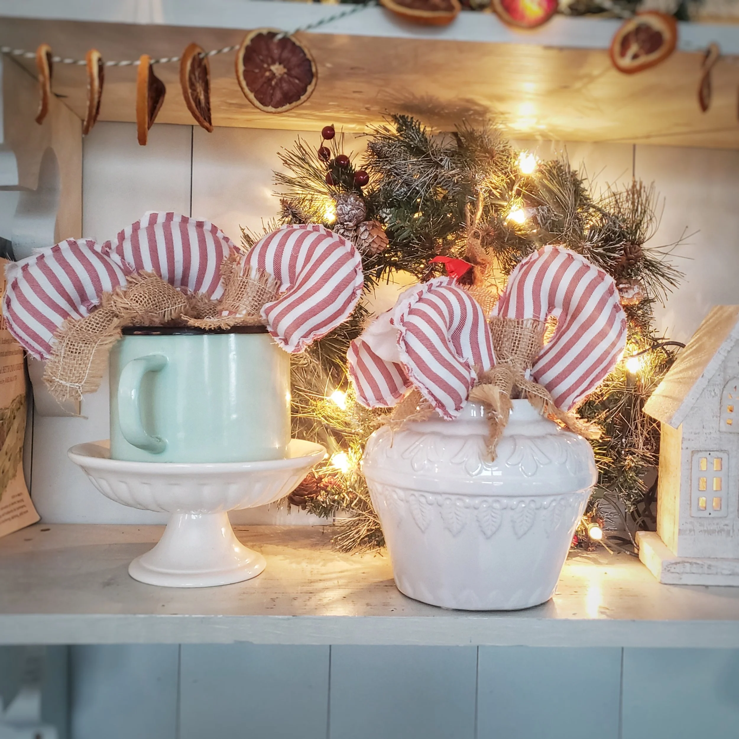 Candy Canes with Burlap Bows