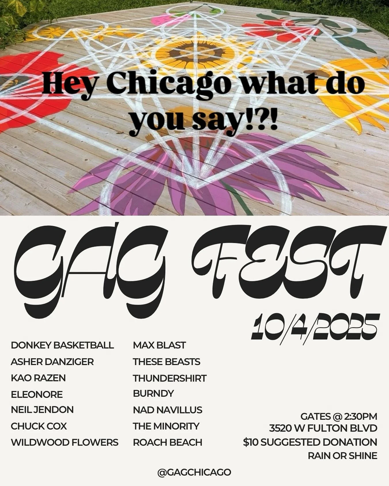 You wanna come and see me play!
So excited to be playing @gagchicago It&rsquo;s gonna be a beautiful time with a bunch of fun bands.  I miss my Chicago family greatly, it would be wonderful to hug you all!!! Can&rsquo;t wait 10/4/25  3520 W. Fulton!