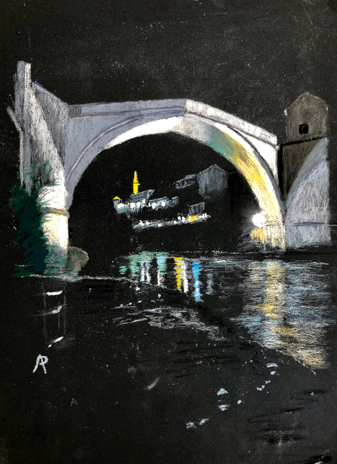 Mostar Bridge at Night - Ann Peters