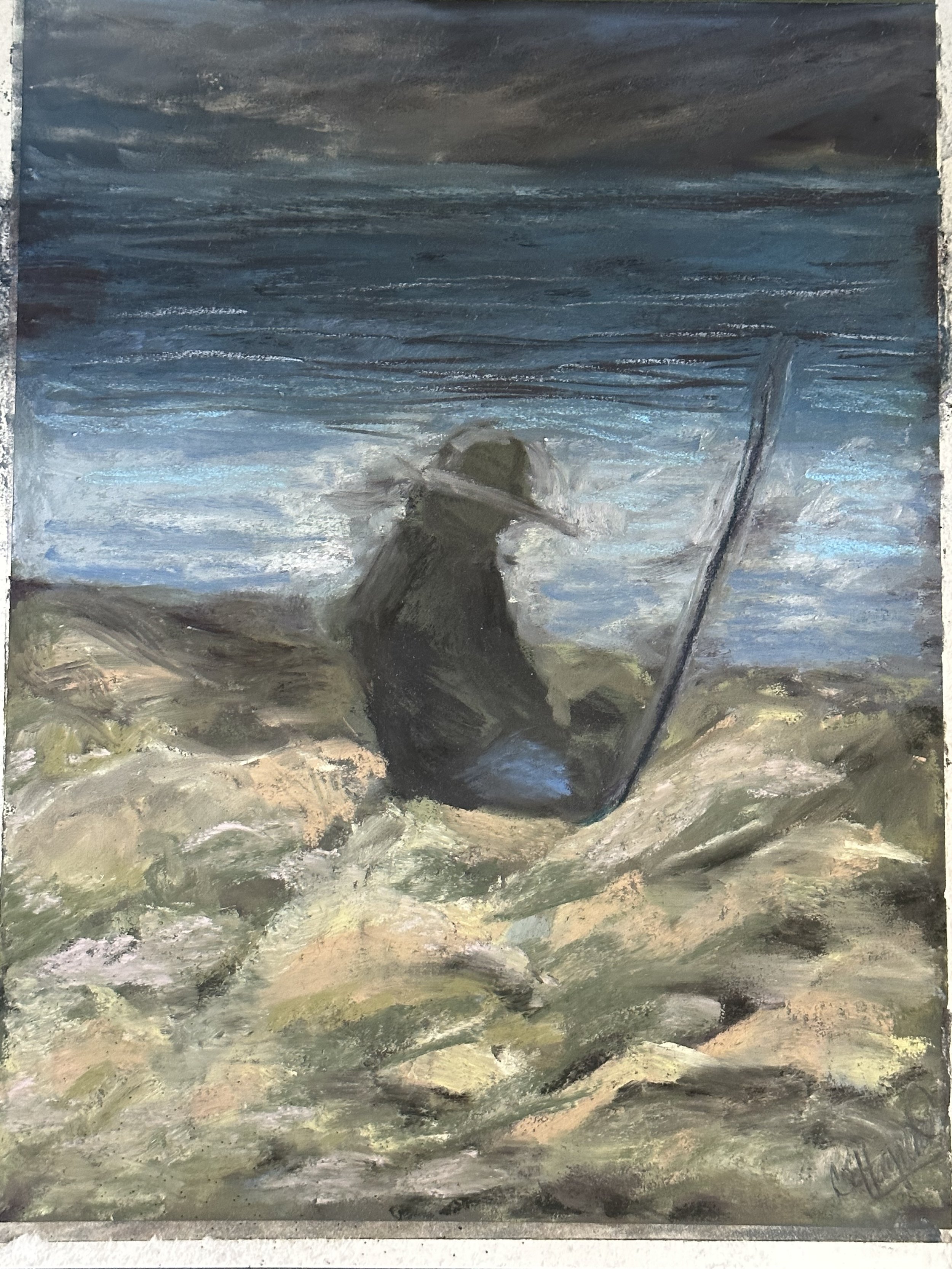 Man Fishing at Night