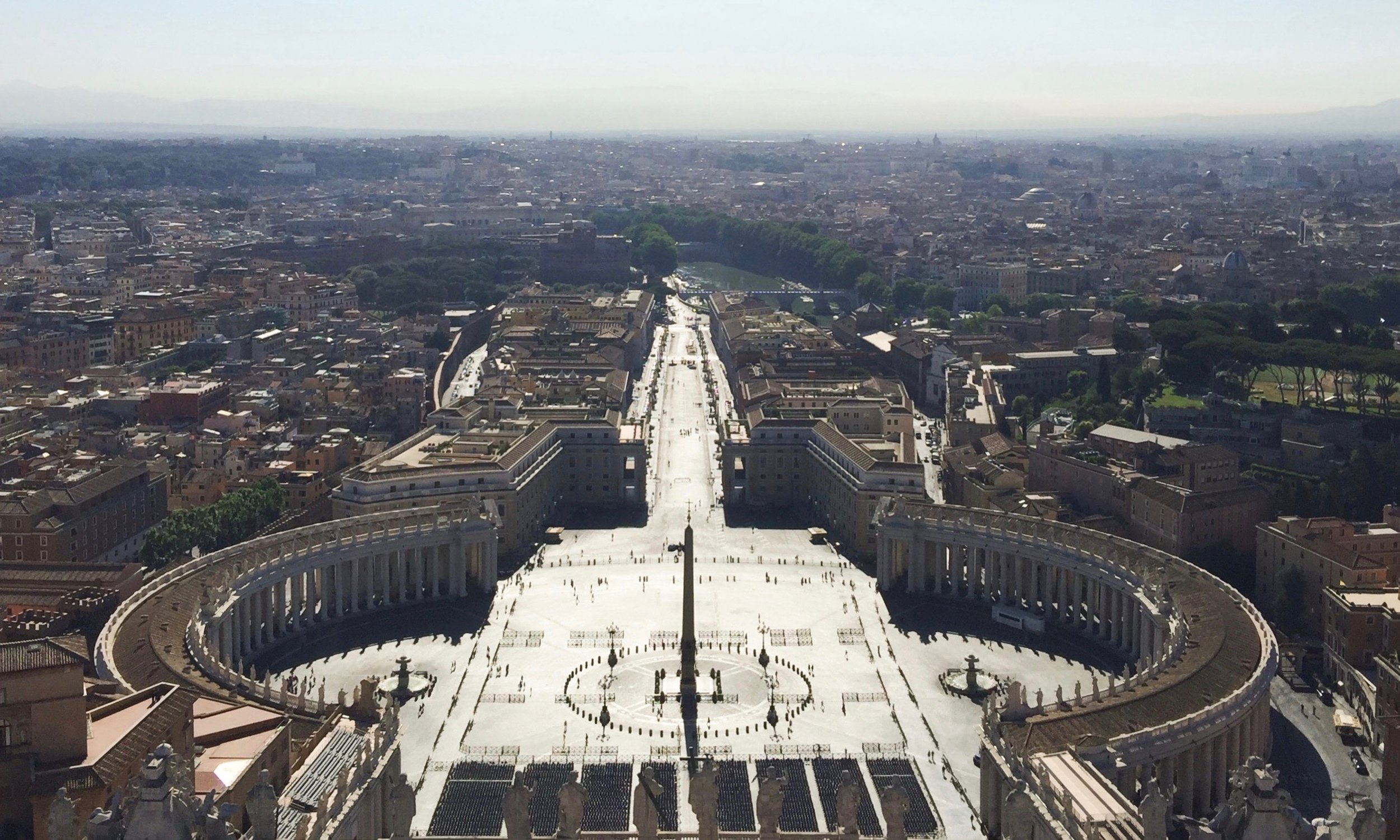 Top of the Dome, St. Peter's, 8.15 am, June. Look closely at the piazza- no one is waiting in line... yet.