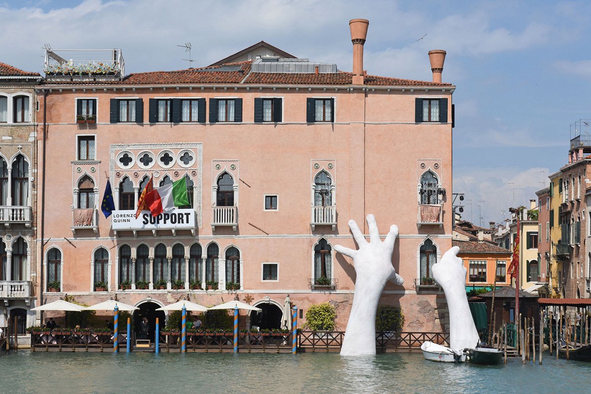 The hands that shot out of the sea and were seen around the world. Photo courtesy of Halcyon Gallery.