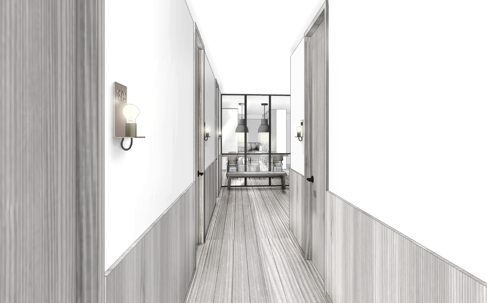 Interior rendering by Yabu Pushelberg .
