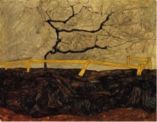 Egon Schiele, Bare Tree Beyond the Fence , 1912. Image Source