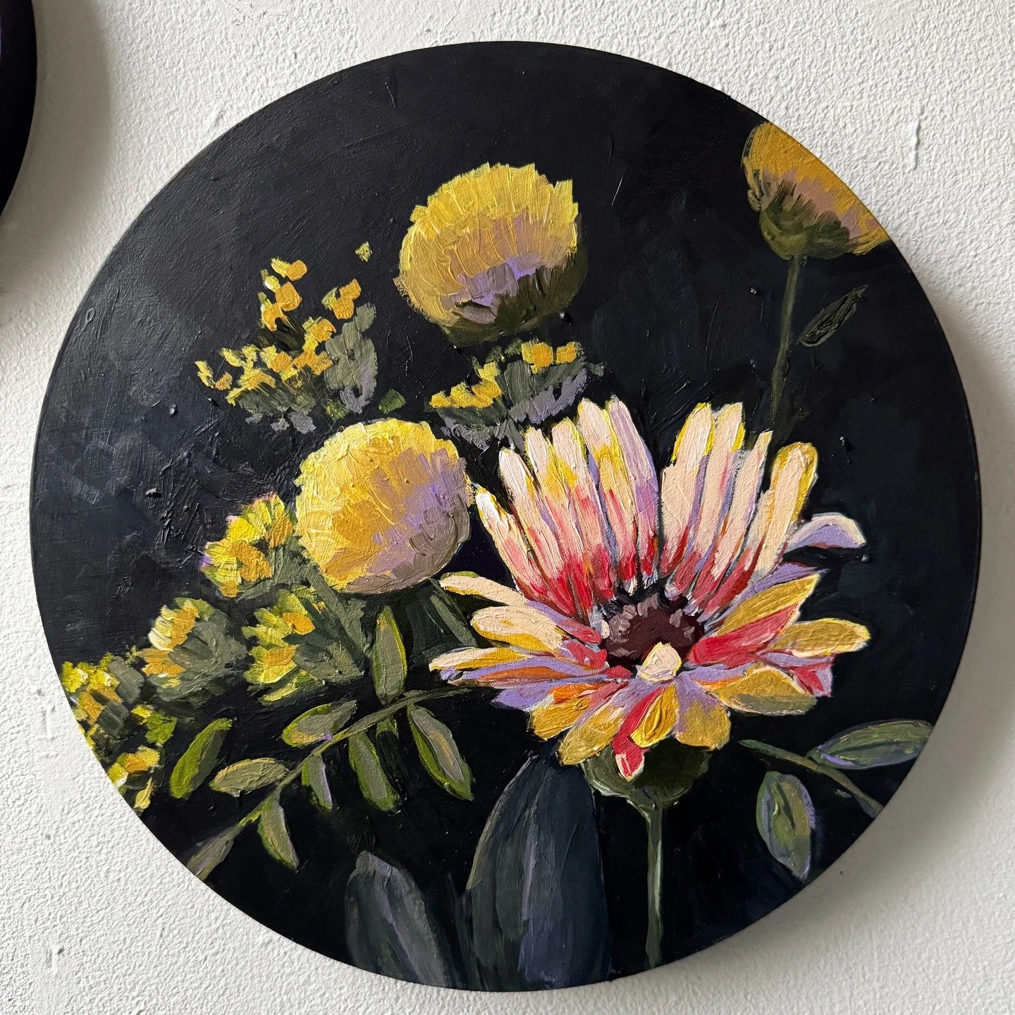 I haven't been on much lately but I've been busy getting ready for Somerville Open Studios happening May 3 + 4. Excited about some new projects like this series of round wood panels. Mark your calendars now and come visit our studio at Vernon Street 