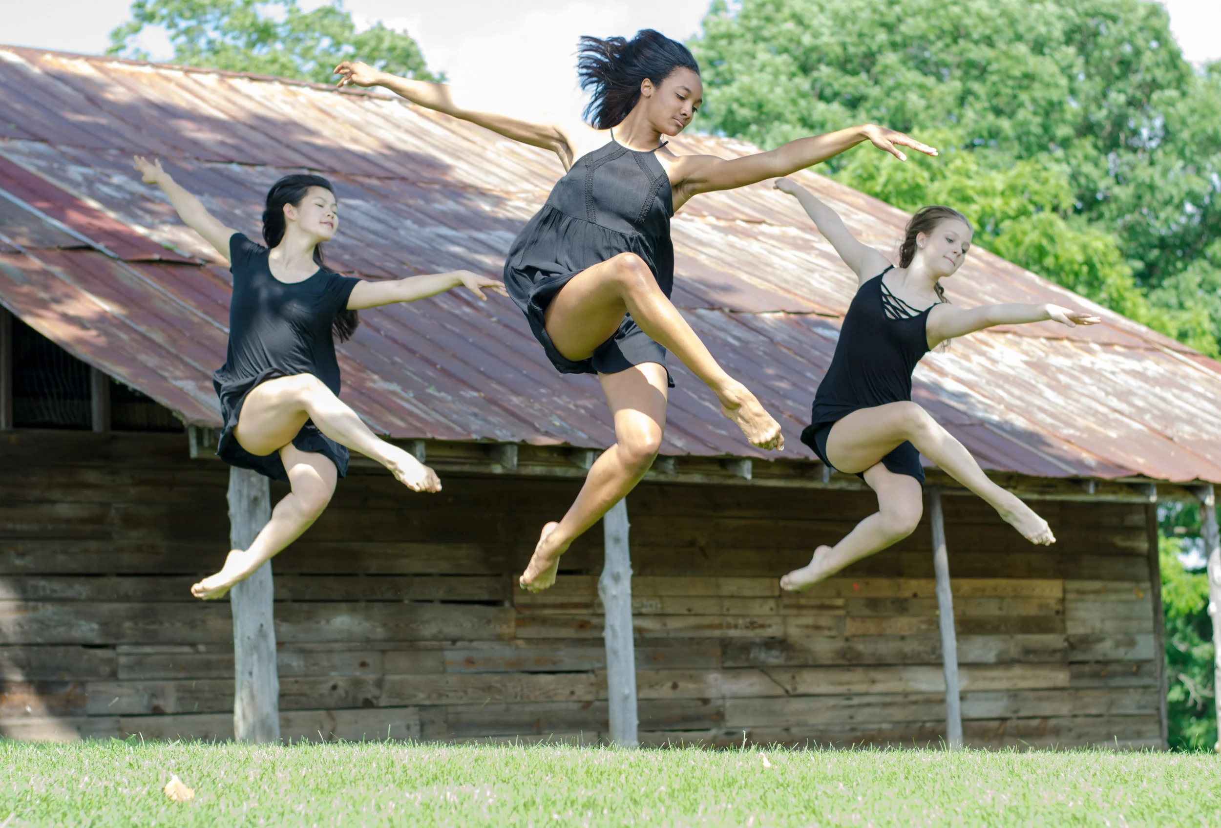 Olivia, Lauren and Rose soaring in the wind.