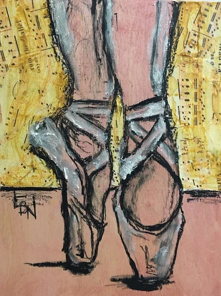 En Pointe I by Linsay Narvaez- 9x12” Mixed Media Collage