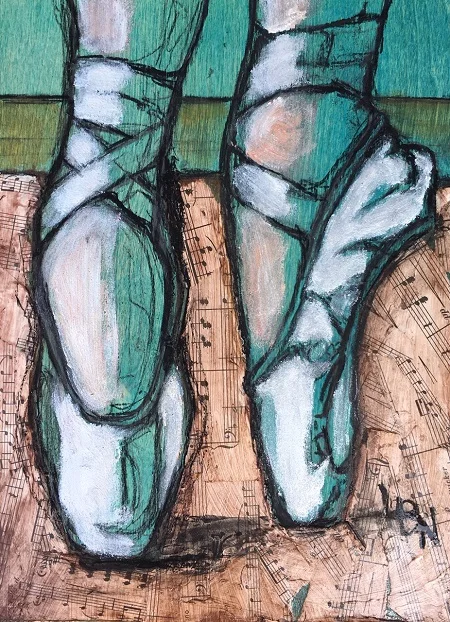 En Pointe II by Lindsay Narvaez- 9x12” Mixed Media Collage