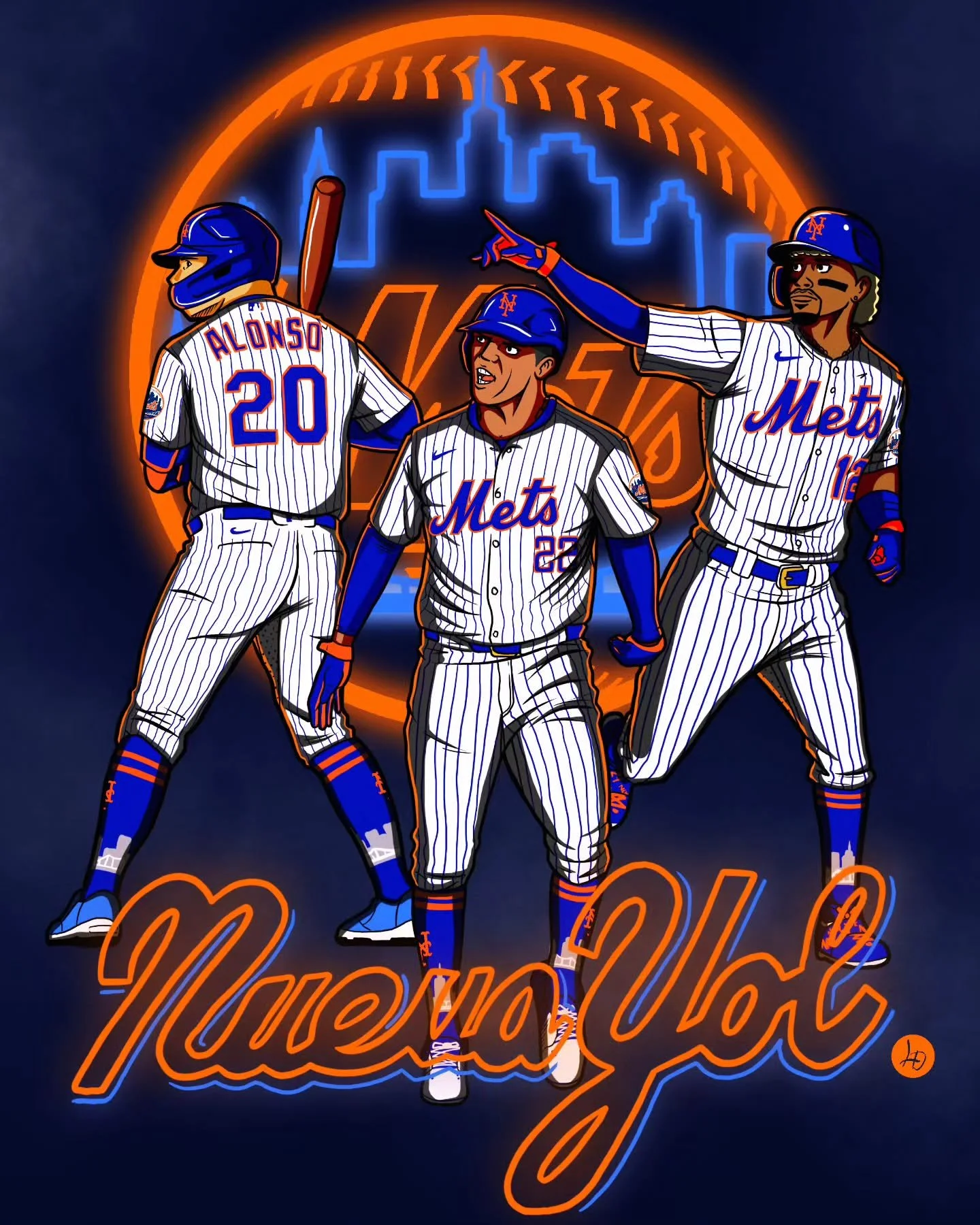 Nothing like a @mets opening day 👏 had to draw something for what should be a national holiday at this point. Here's to an amazing season and hope you all like this drawing and LGM!! 🟠🔵🟠
.
.
.
.
#luisdiazdesign #procreate #illustrator #inkart #ar