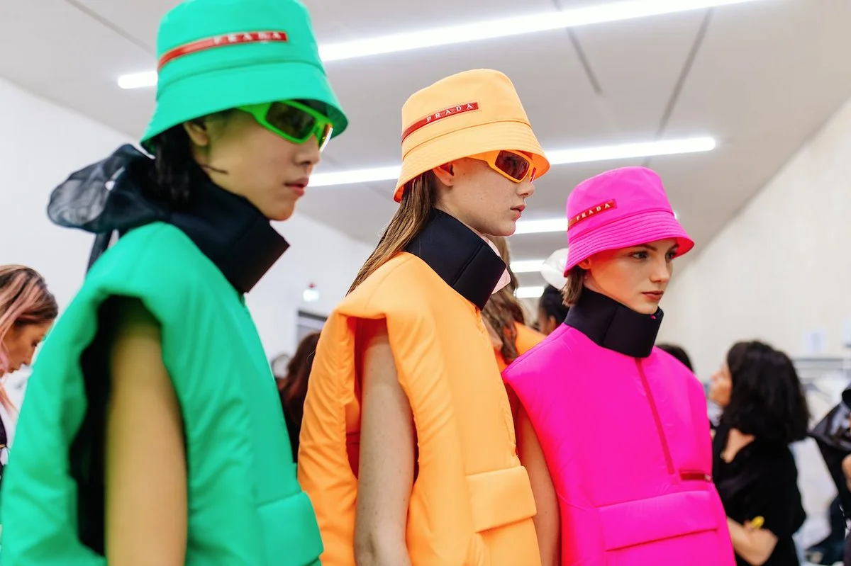 prada bucket hat neon