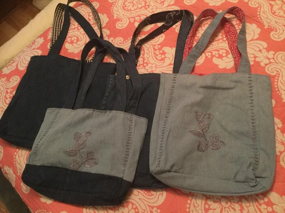 Book bags made from Mommys clothing.jpg