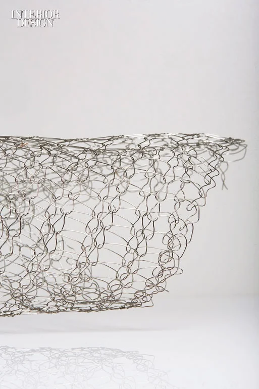 Knitted Mesh Natural from KnitMesh Technologies. Composition: Metal and polymer. Notes: Filaments of varying widths, from superfine to ultra-coarse, are woven into strong, flexible mesh that resists corrosion and extreme temperatures.