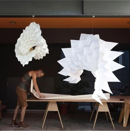 Architect and artist Jeff Morrical in his studio, working on larger sculptural pieces.