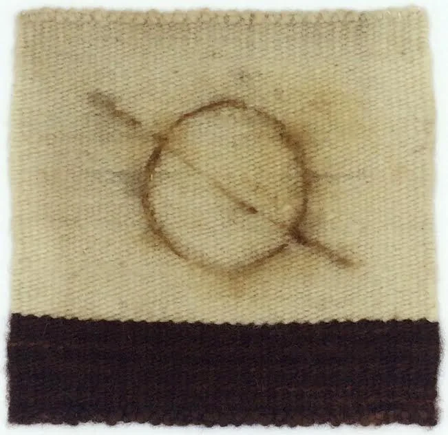 Hobo Signs: Good Road to Follow (Roads Series) , 2018, wool / rust / cotton on rag board 12”x12”