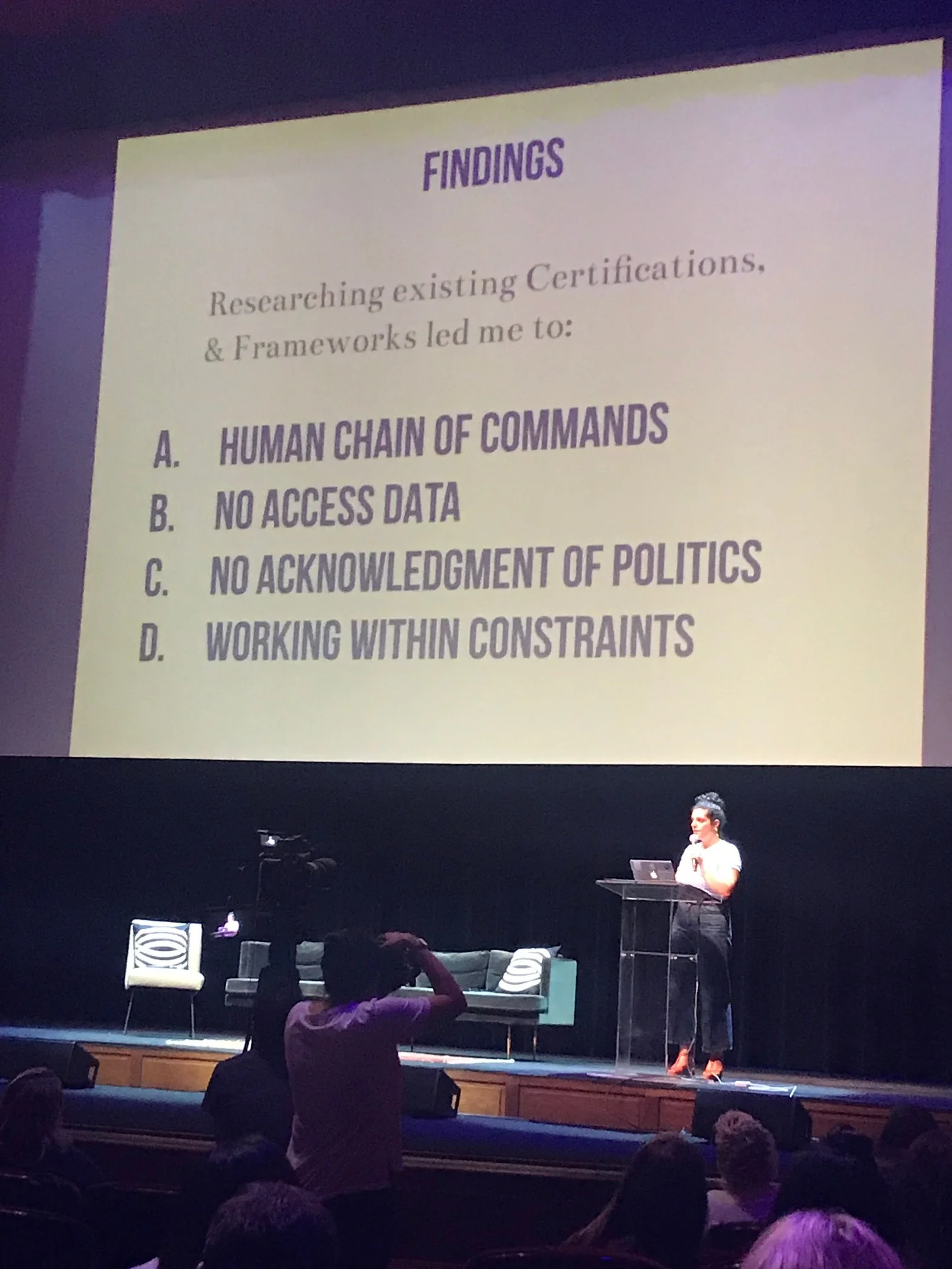 Event host Celine Semaan of The Library addresses some of the obstacles she's discovered in establishing a global standard for sustainability.