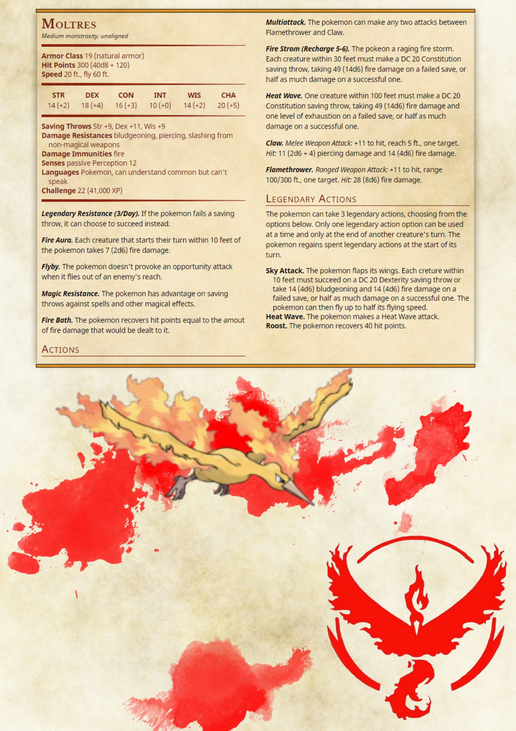 Moltres (5e Creature) - D&D Wiki