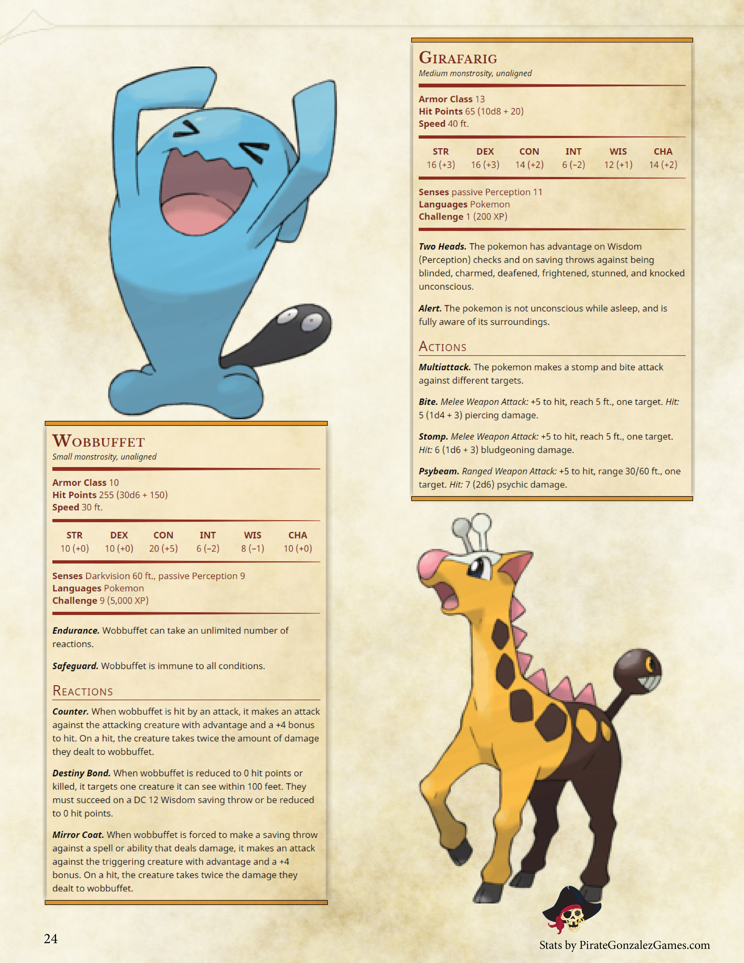 Pokemon D&D 5e: Johto Pokedex — Pirate Gonzalez Games