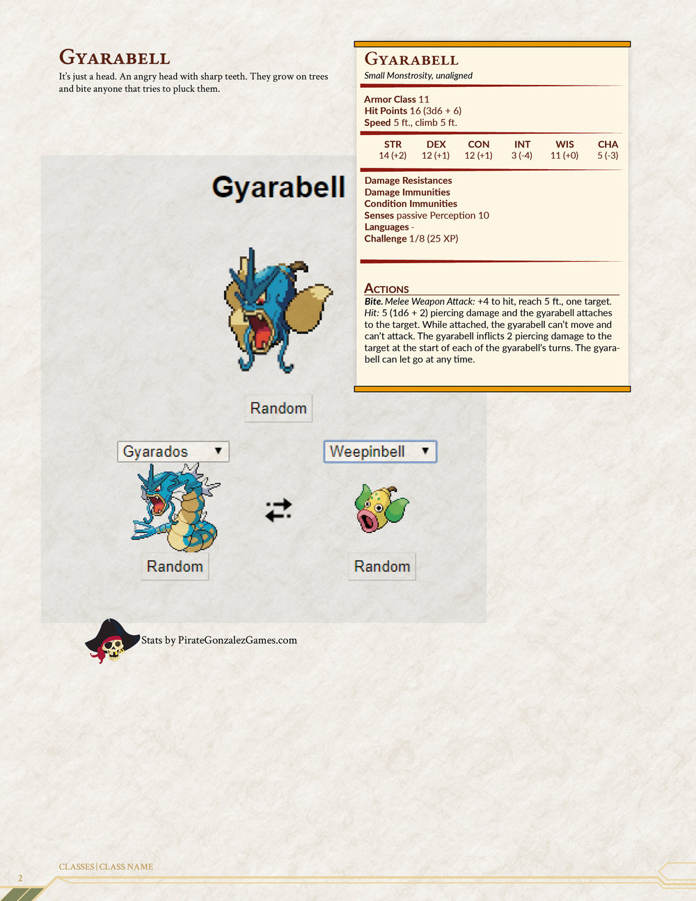 serve Customer infinite Pokemon Fusion: Gyarabell — Pirate Gonzalez Games