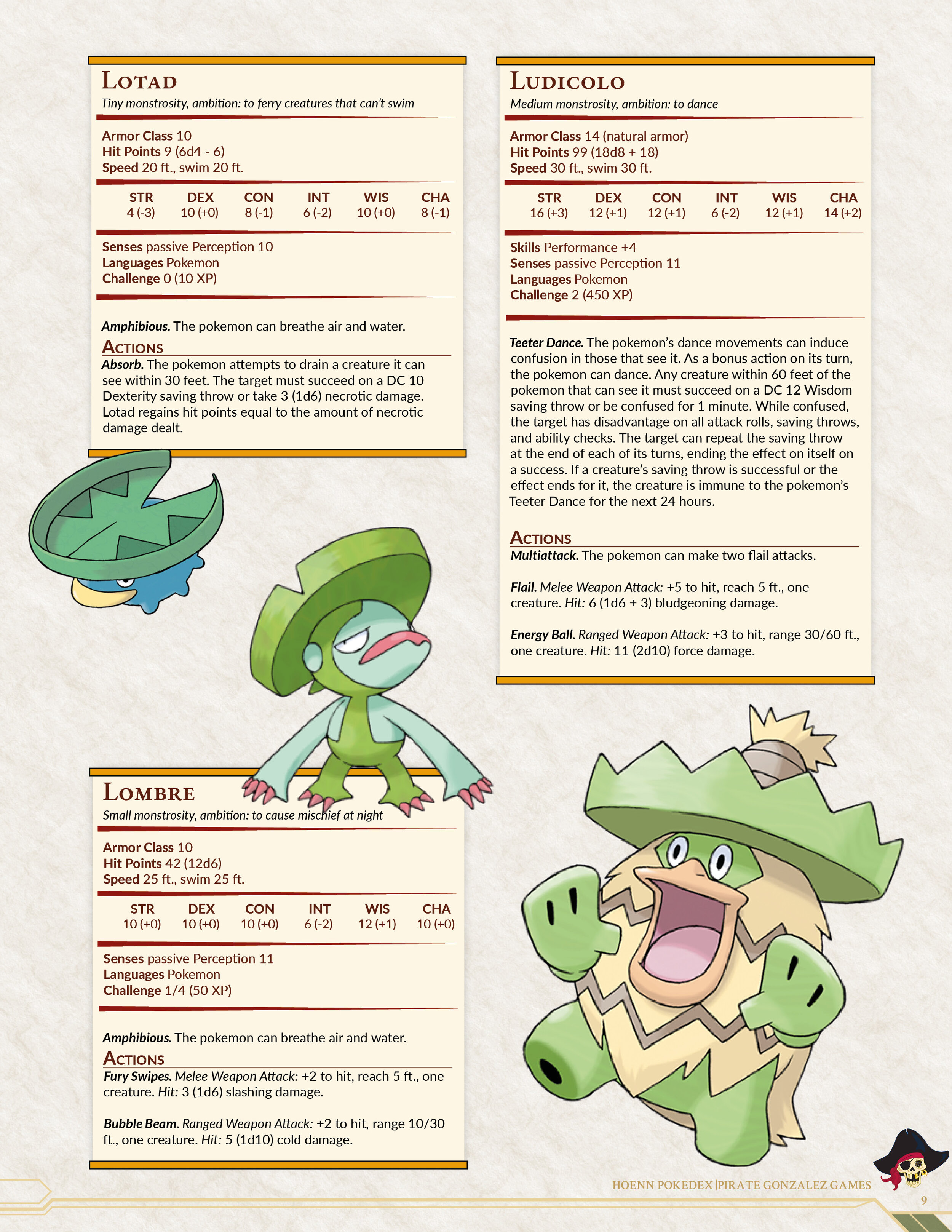 Pokemon D&D 5e: Johto Pokedex — Pirate Gonzalez Games