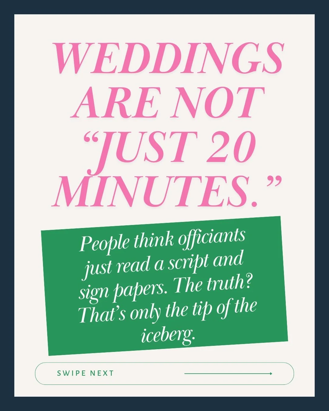 “Wait, you’re paying someone for a 20-minute ceremony?”
We’ve heard it before. But the truth is, what happens during your ceremony is just the tip of the iceberg.
What you don’t see is the time we spend getting to know