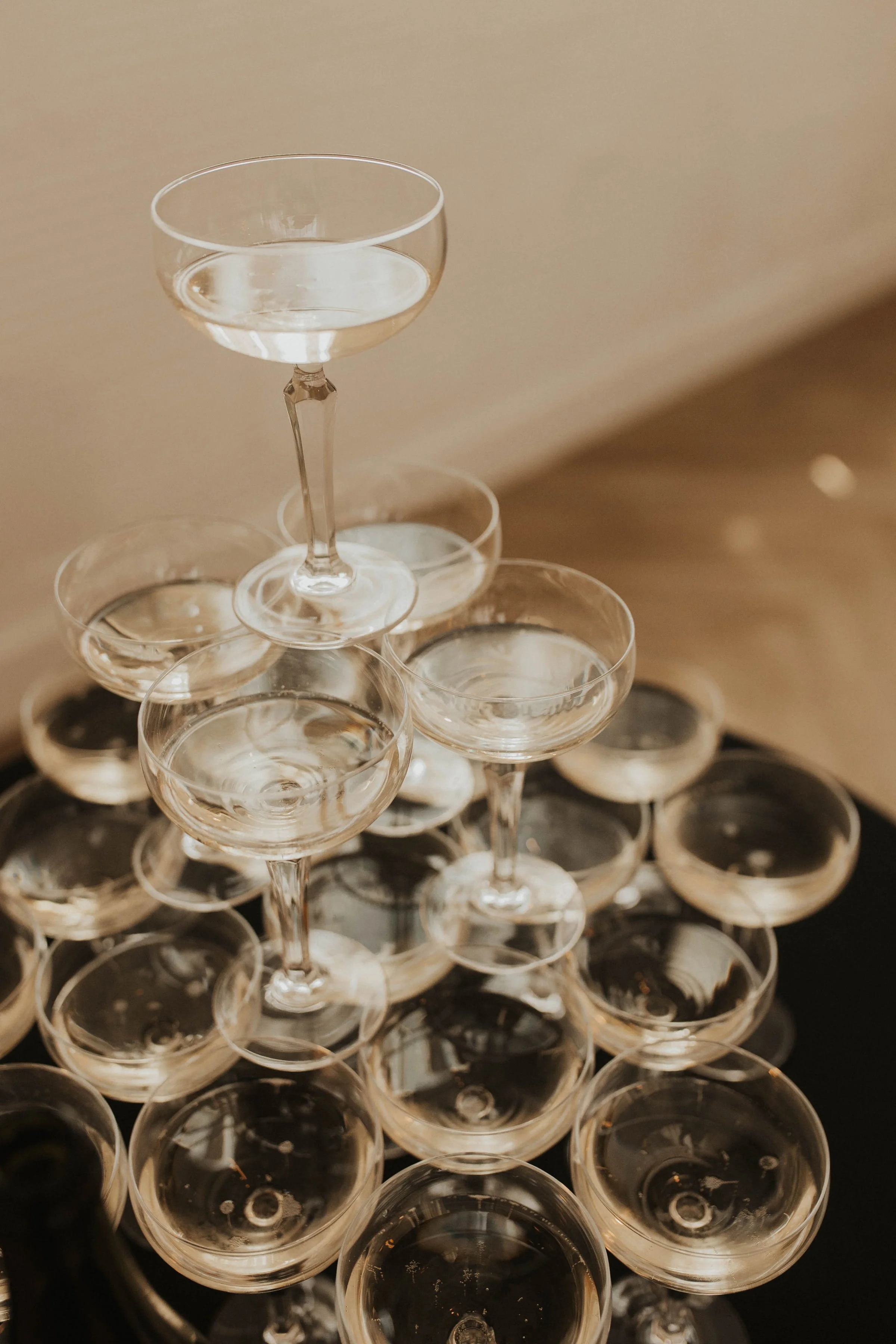 Picture of a tower of champagne glasses