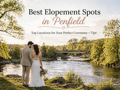 Best elopement spots in Penfield romantic riverside scene for an intimate wedding