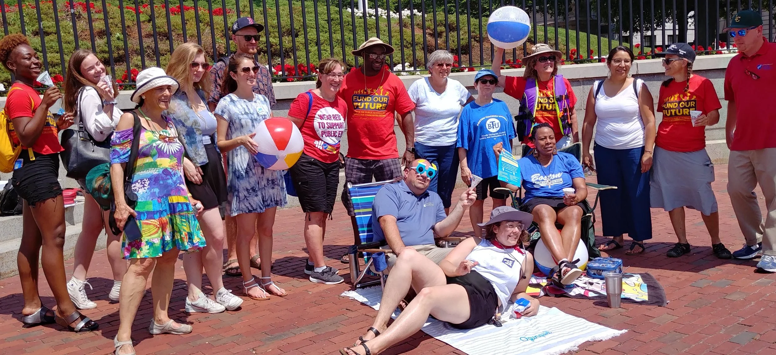 MEJA members at our State House Beach Party in July 2019.