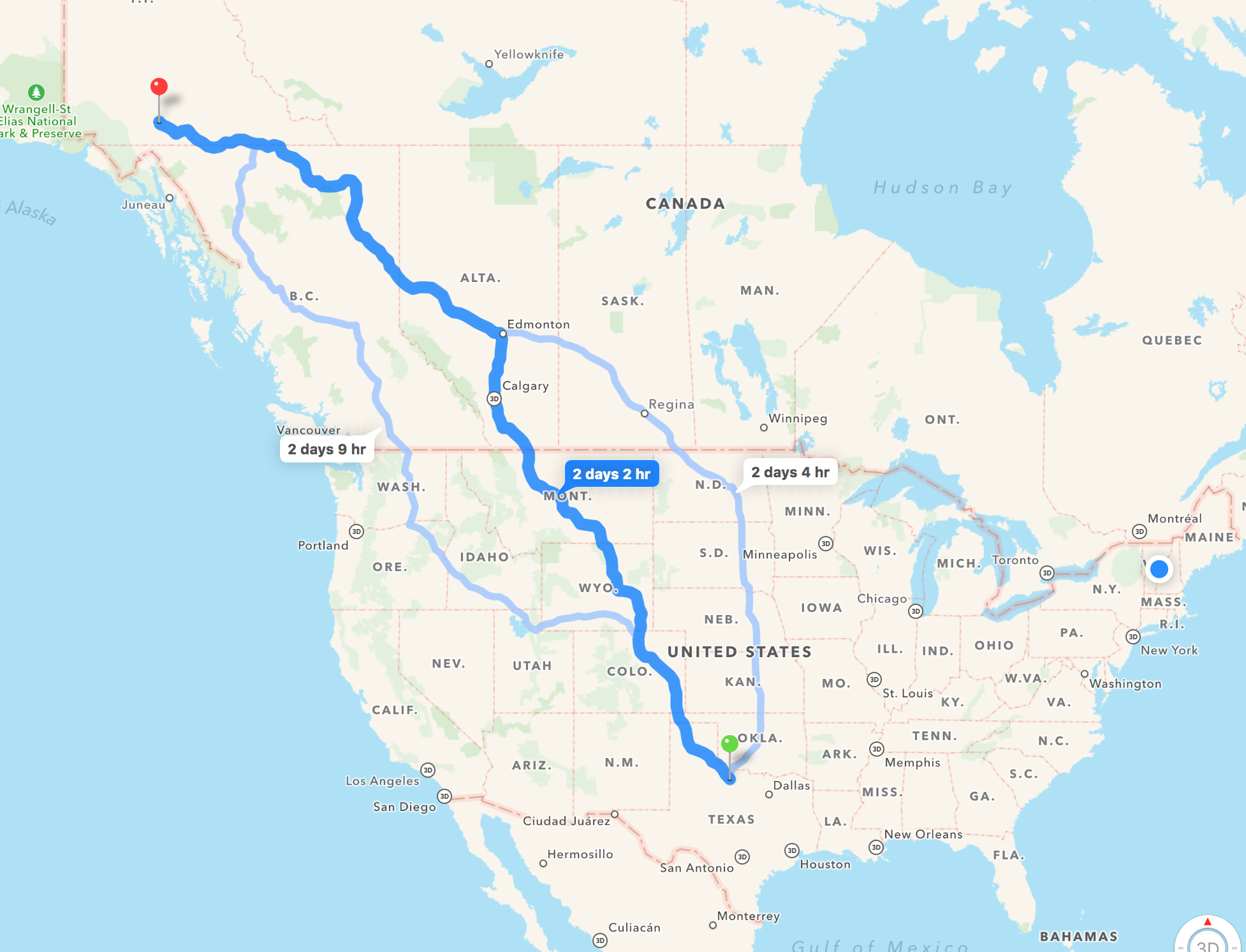 Road trip from Seymour Texas to Whitehorse Yukon Territories.