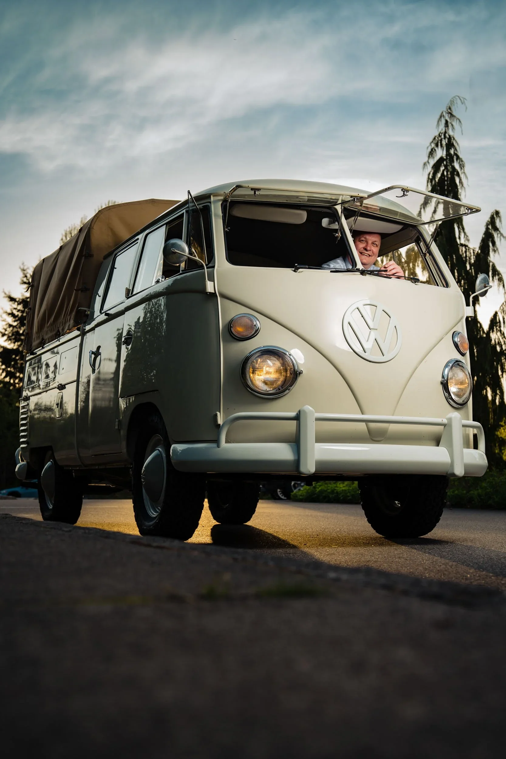 A Commercial photographer, Cory Parris, created this image to show the more personal side of a dentist with his VW Bus