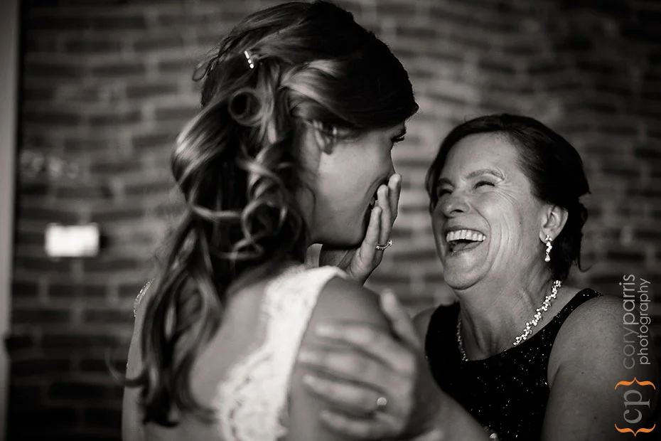 bride and mom at shilshole bay beach club