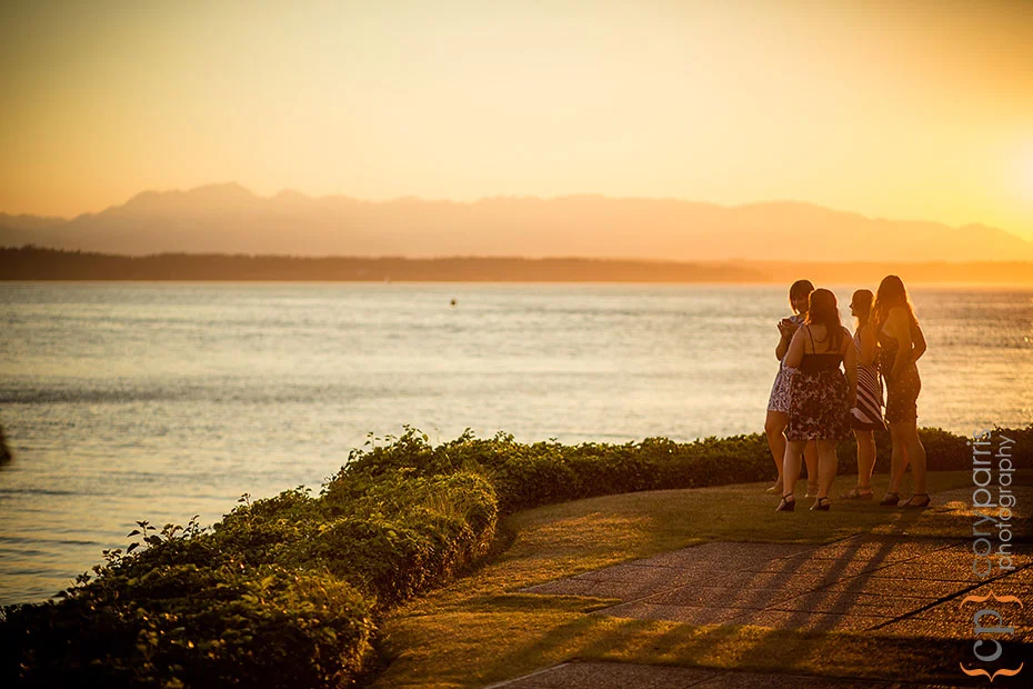The view at sunset from the Shilshole Bay Beach Club
