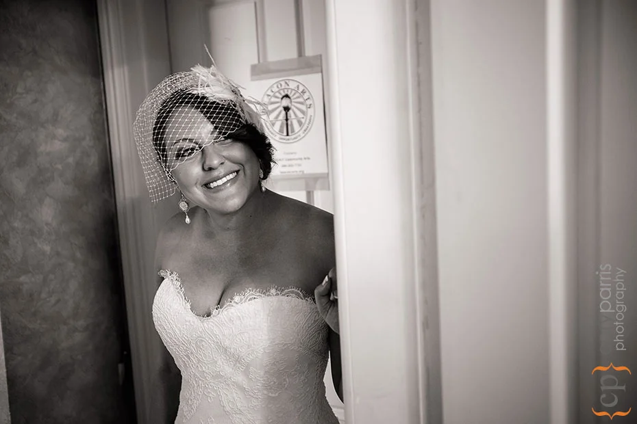bride in her bird cage veil
