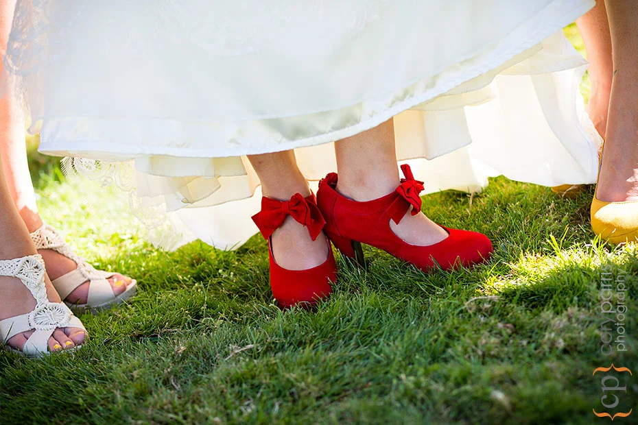 bright red wedding shoes